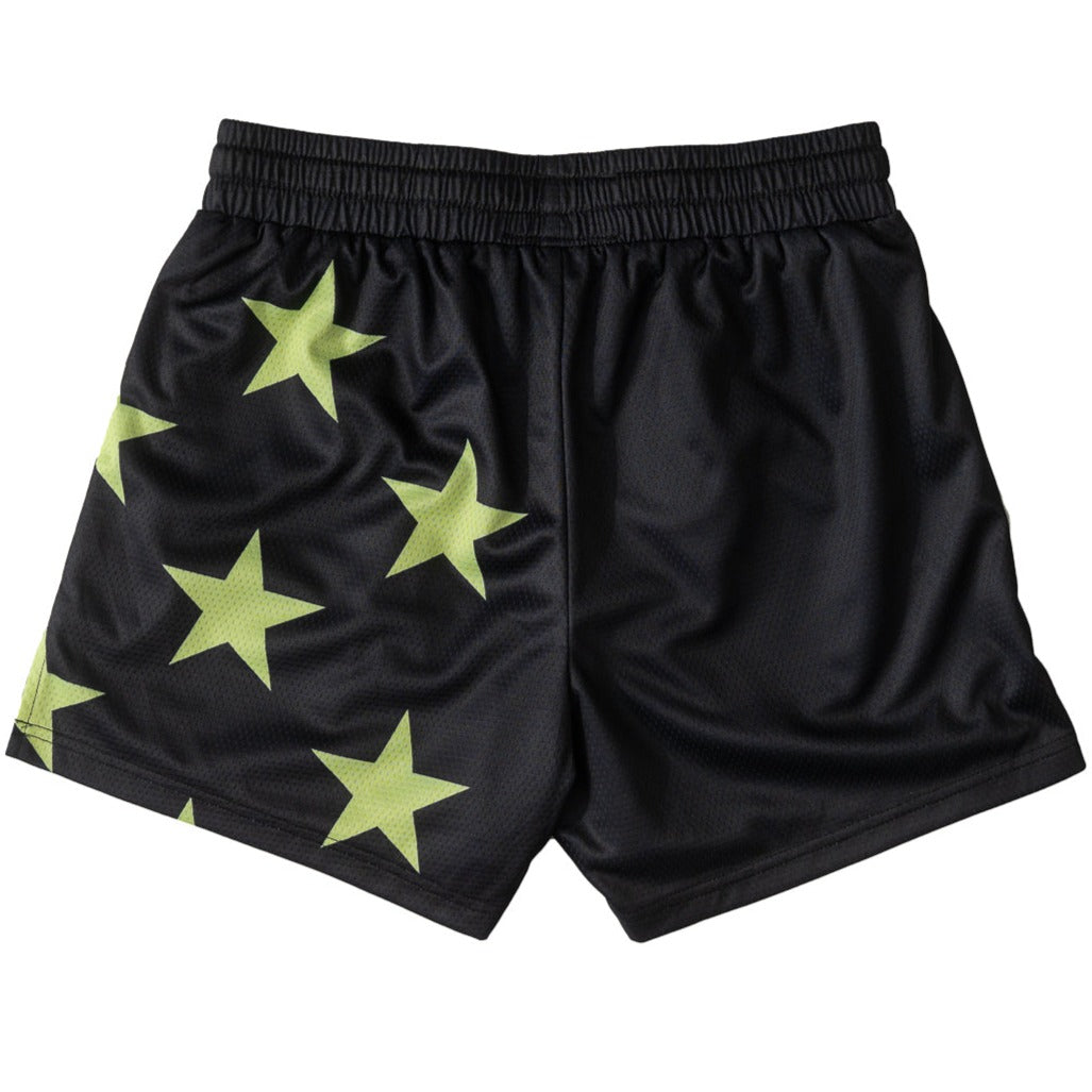 MUAY THAI SHORTS (MID THIGH CUT) STAR BOY - BLACK / GREEN