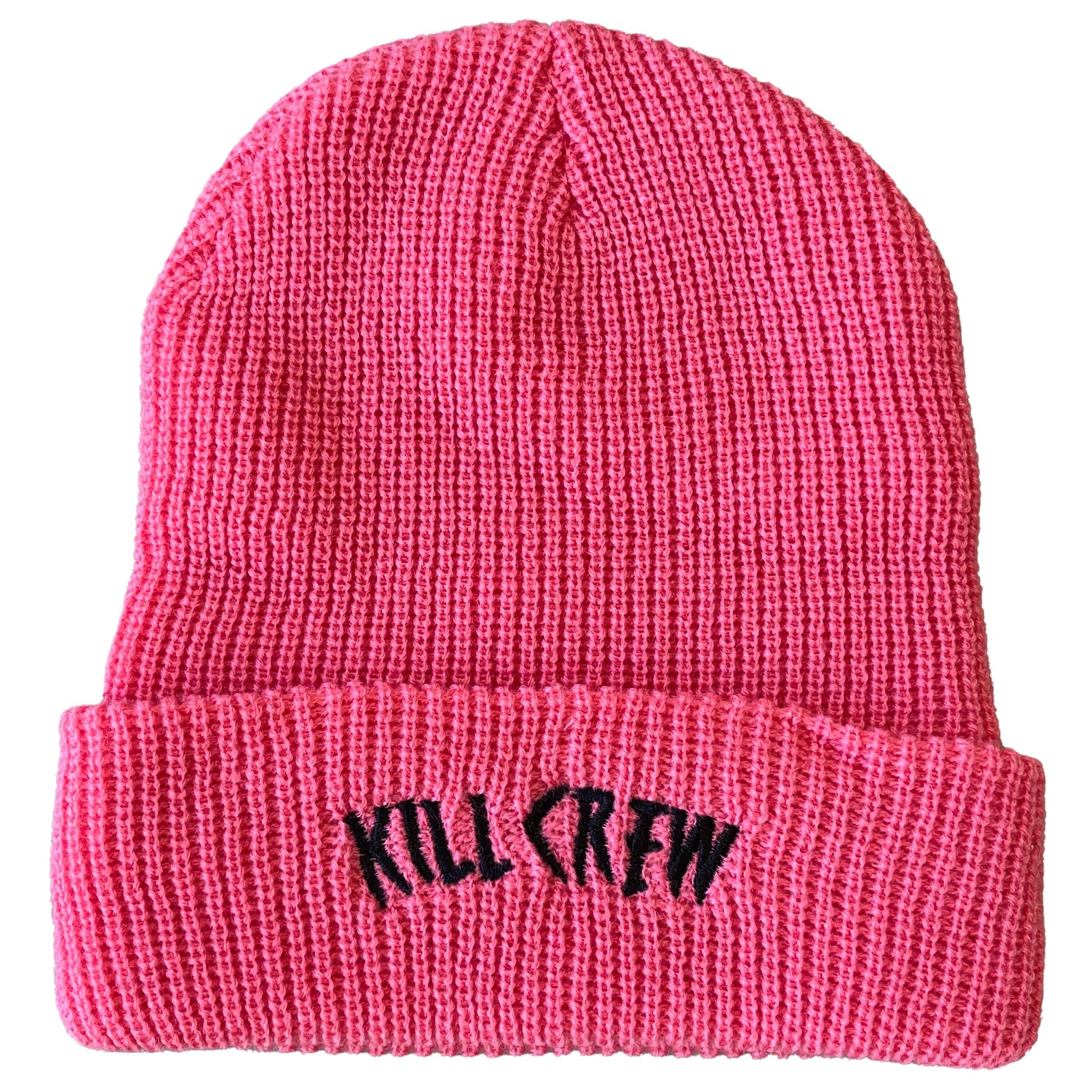 EMBROIDERED CUFFED BEANIE - PINK