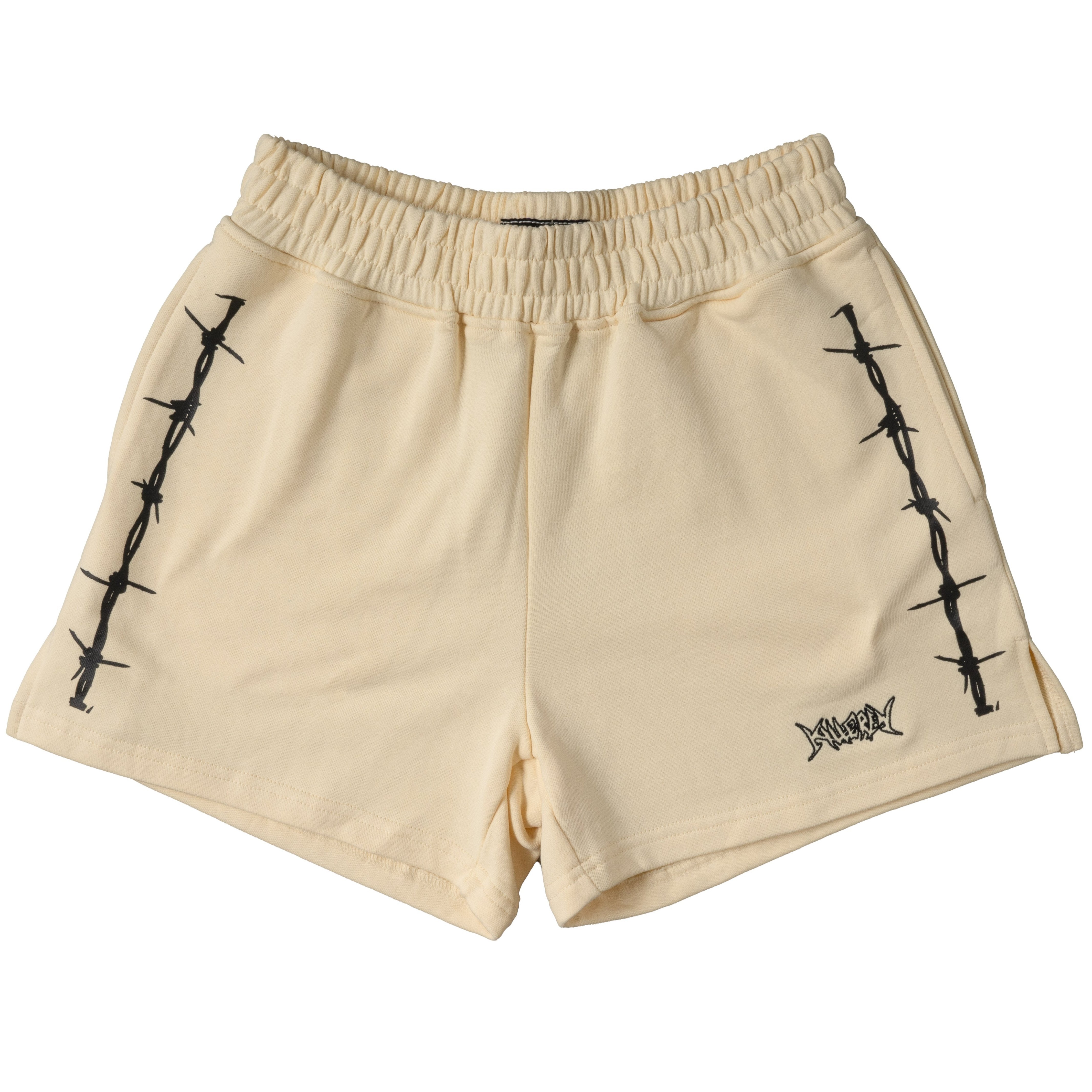 COTTON SHORTS (MID THIGH CUT) BARBWIRE - CREAM / BLACK