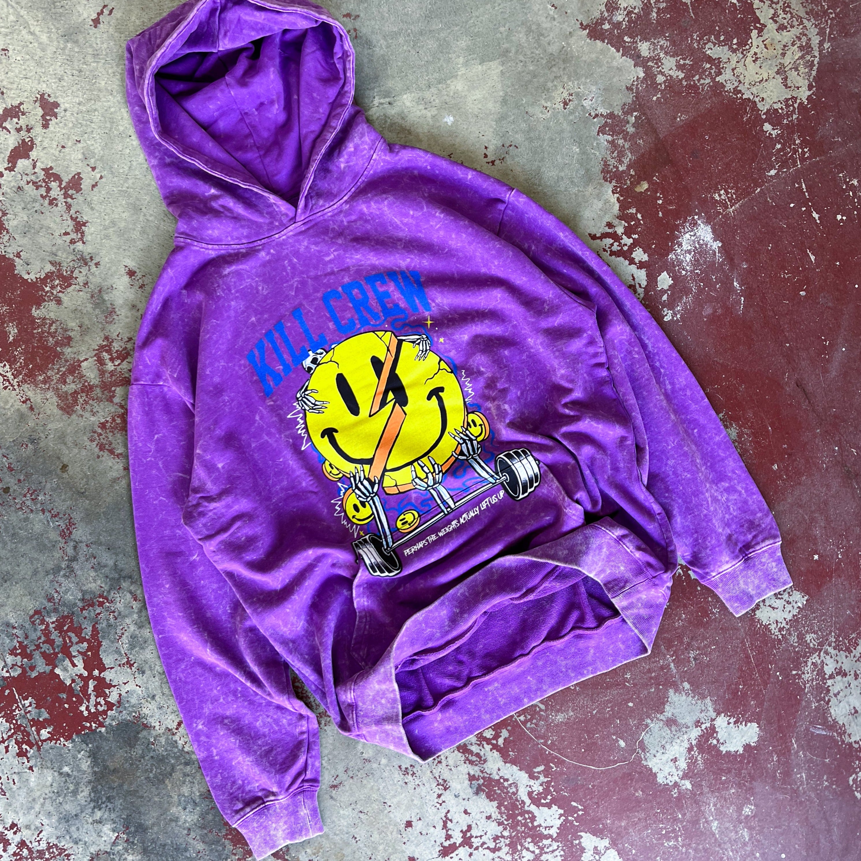 OVERSIZED LUX WEIGHTS LIFT US UP HOODIE - PURPLE