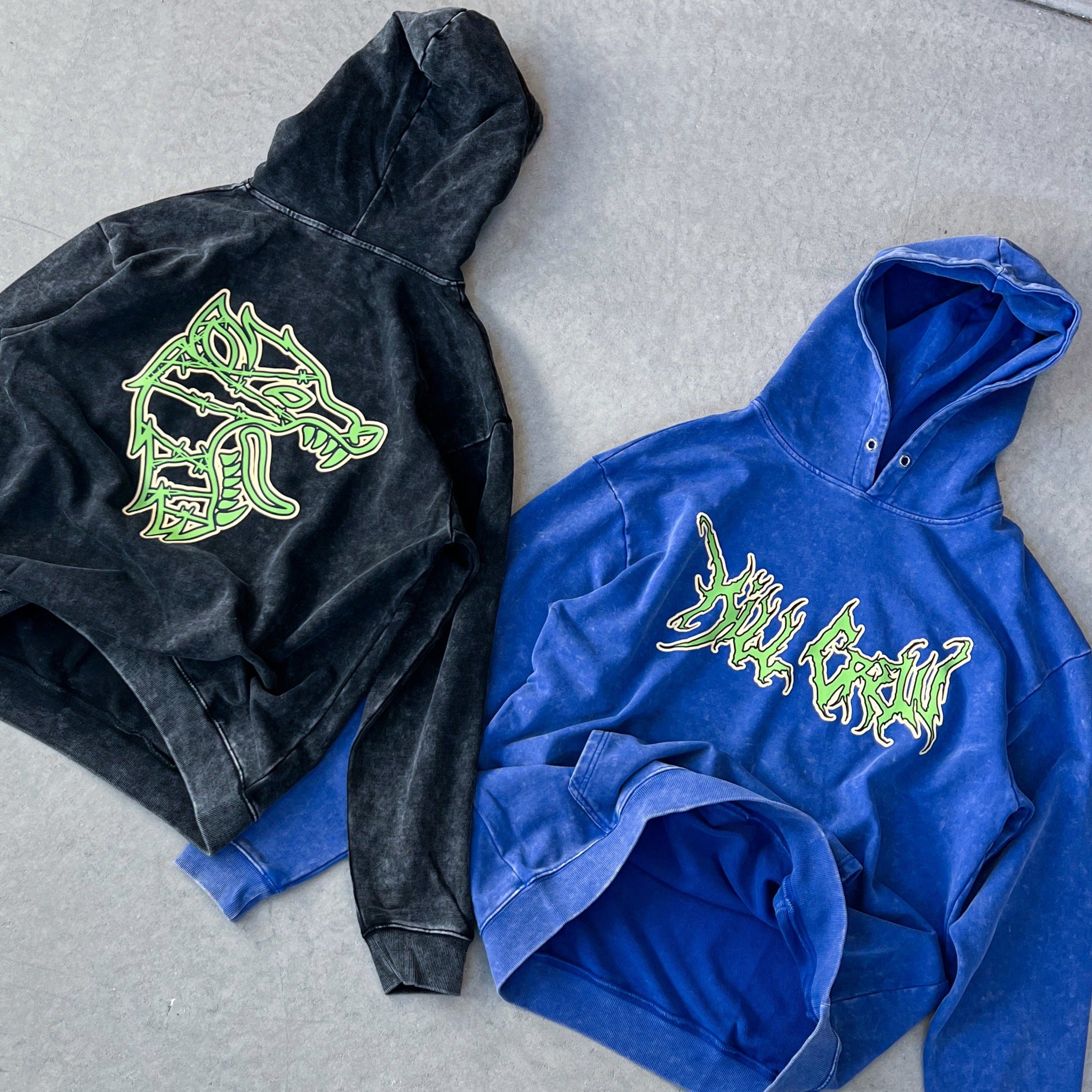 OVERSIZED LUX WOLF HOODIE - BLACK / GREEN