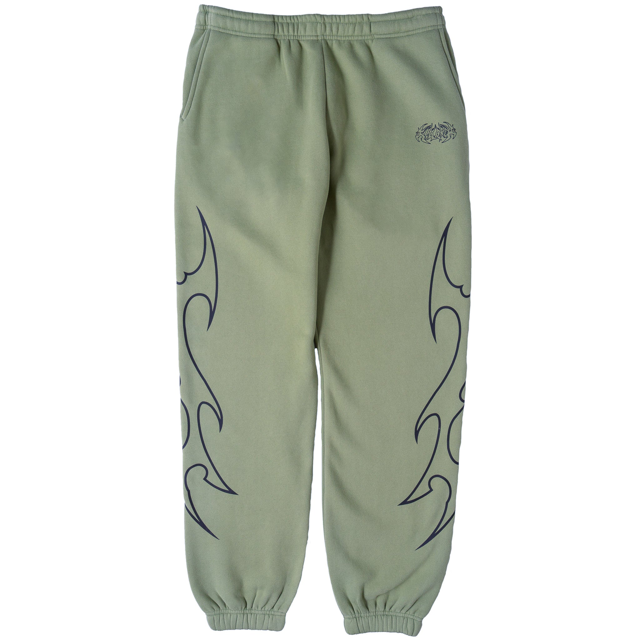 OVERSIZED LUX TRIBAL SWEATPANTS - GREEN / BLACK