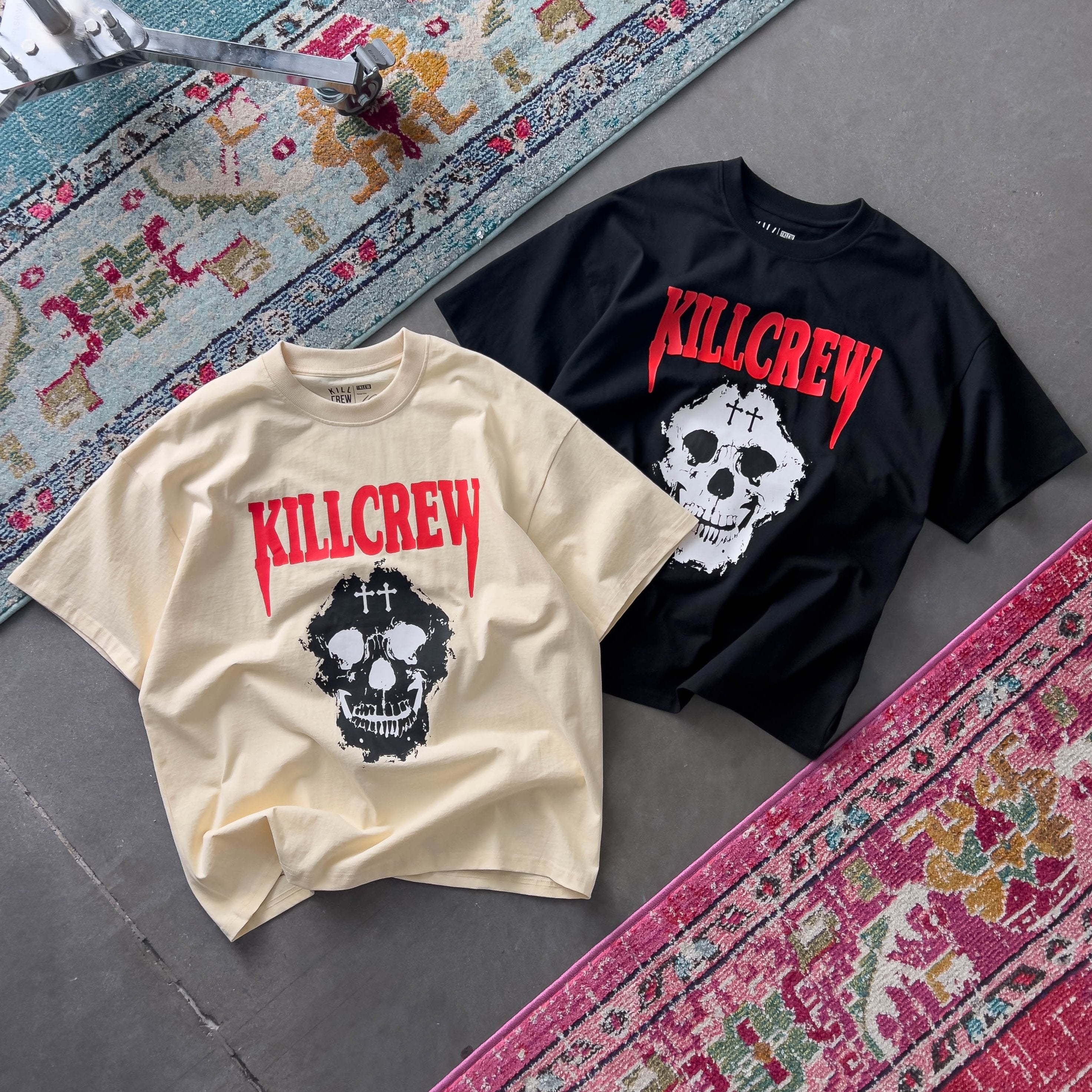 OVERSIZED KILL CREW SKULL T-SHIRT - BLACK / RED