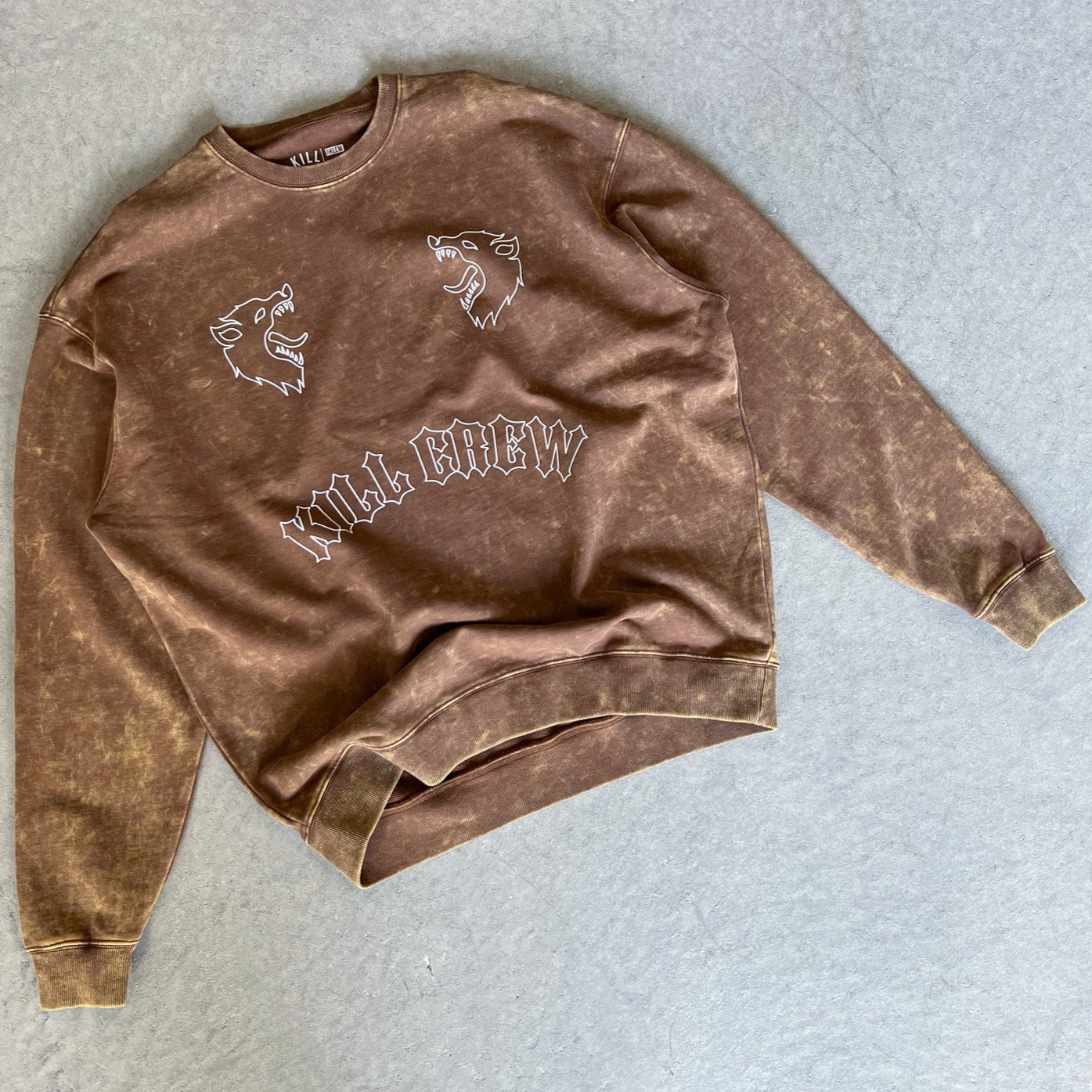 HEAVYWEIGHT LUX TWO WOLVES CREW NECK - BROWN