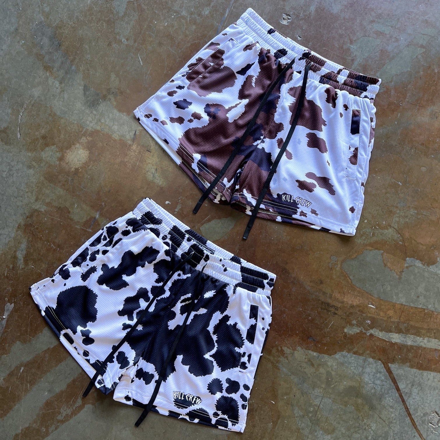 MOO THAI SHORTS (MID THIGH CUT) - BLACK COW