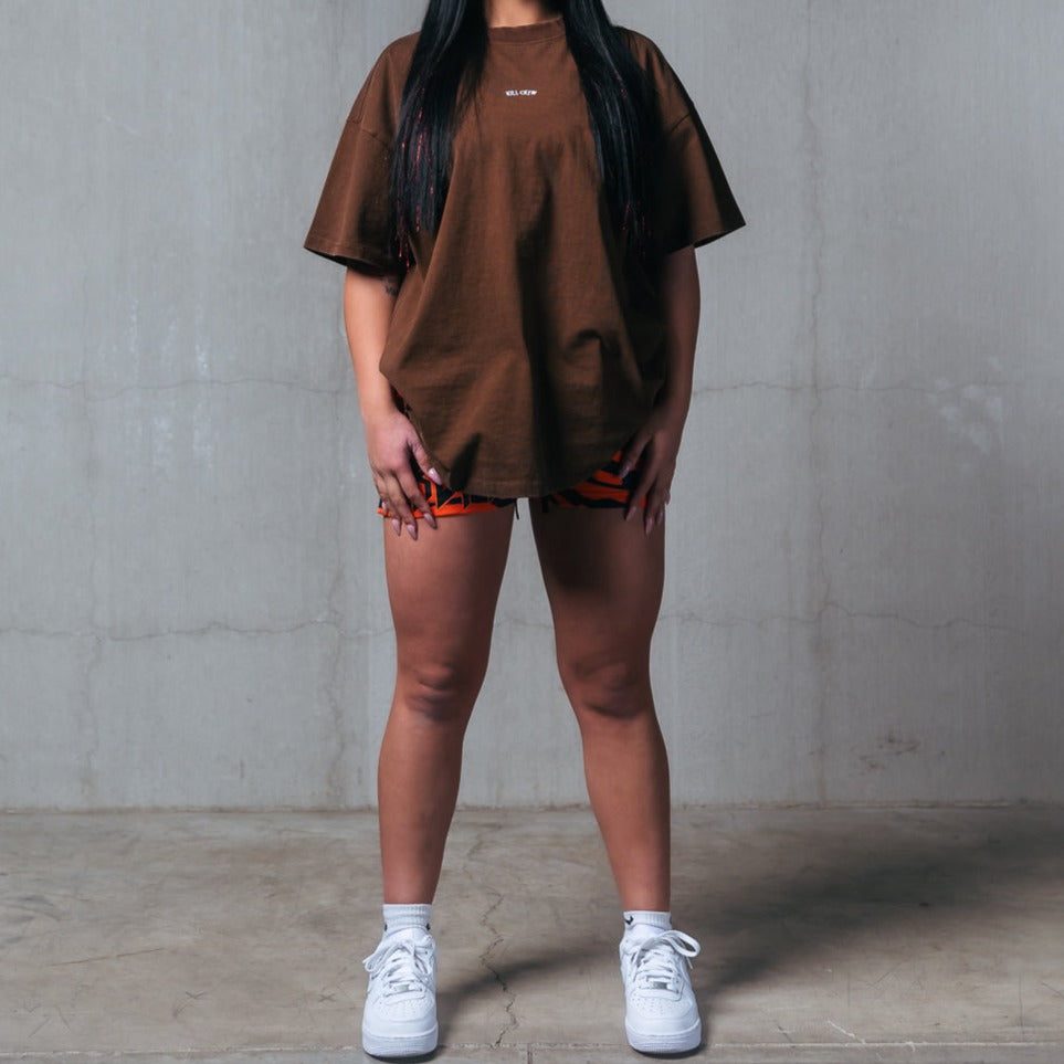 OVERSIZED LUX SIMPLE T-SHIRT - BROWN