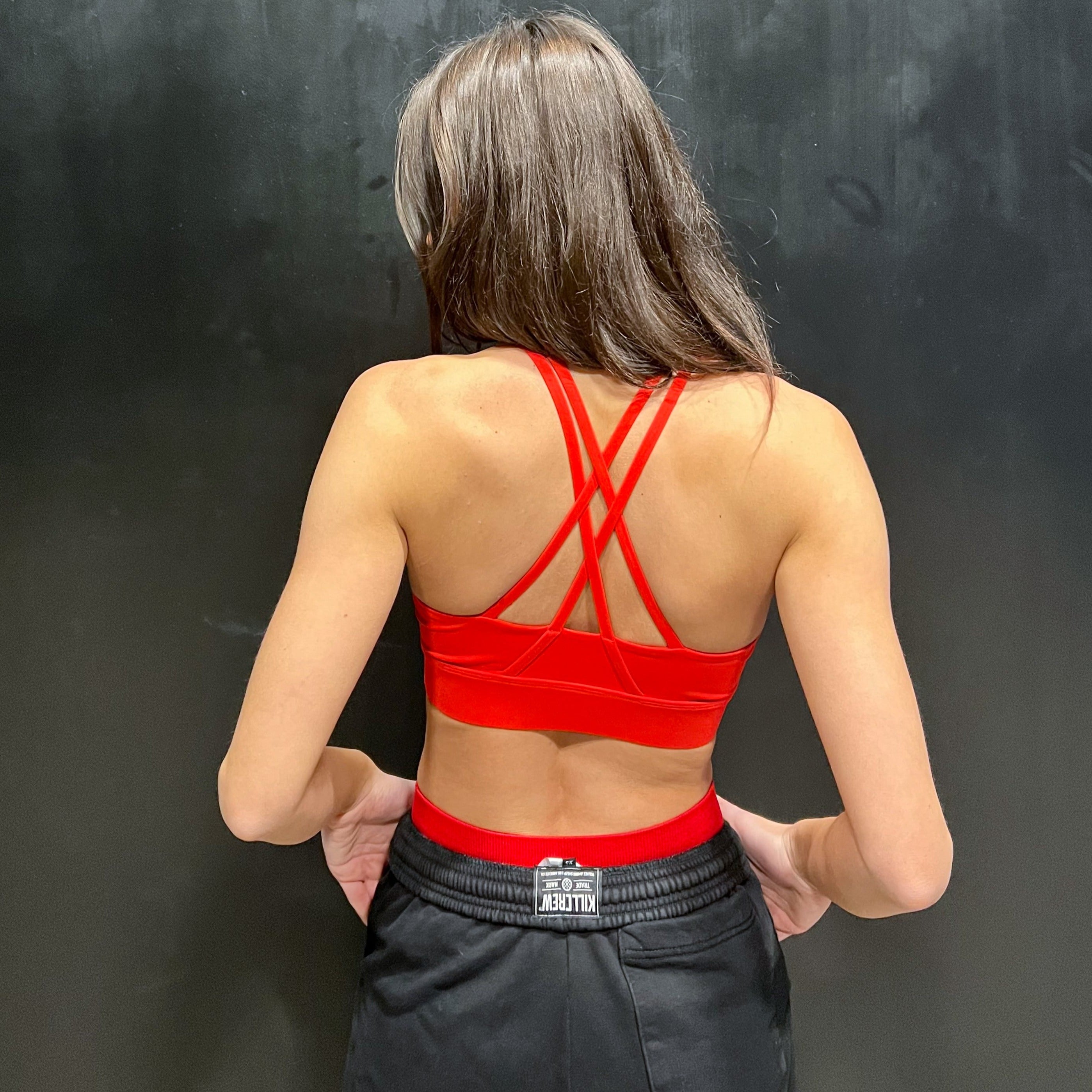 FLAME HIGH SUPPORT SPORTS BRA - BLACK / RED