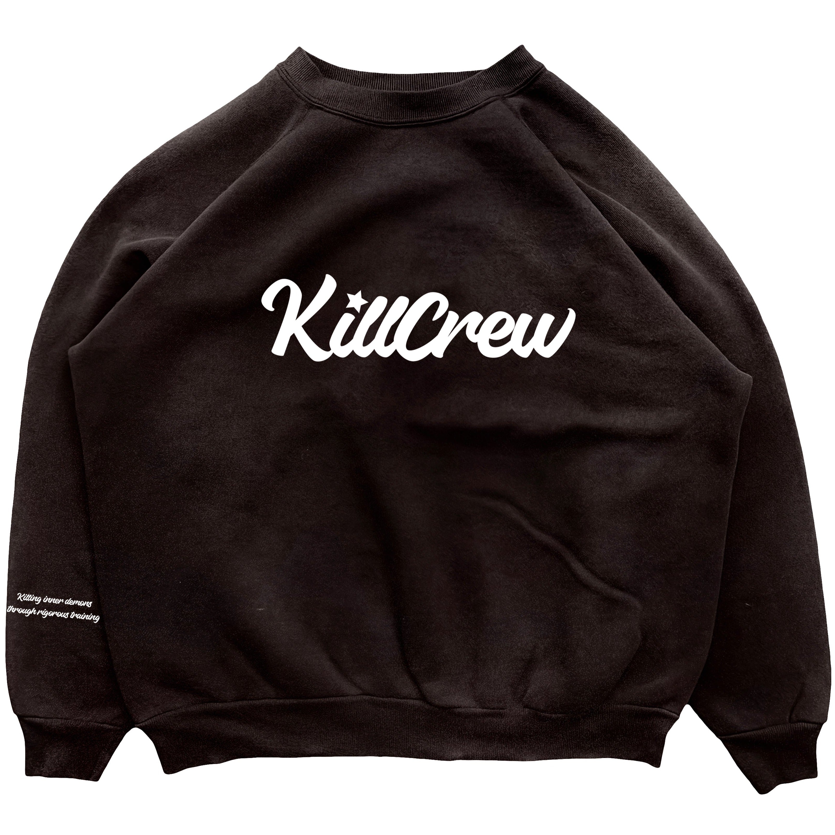 OVERSIZED LUX SCRIPT CREW NECK - BLACK / WHITE