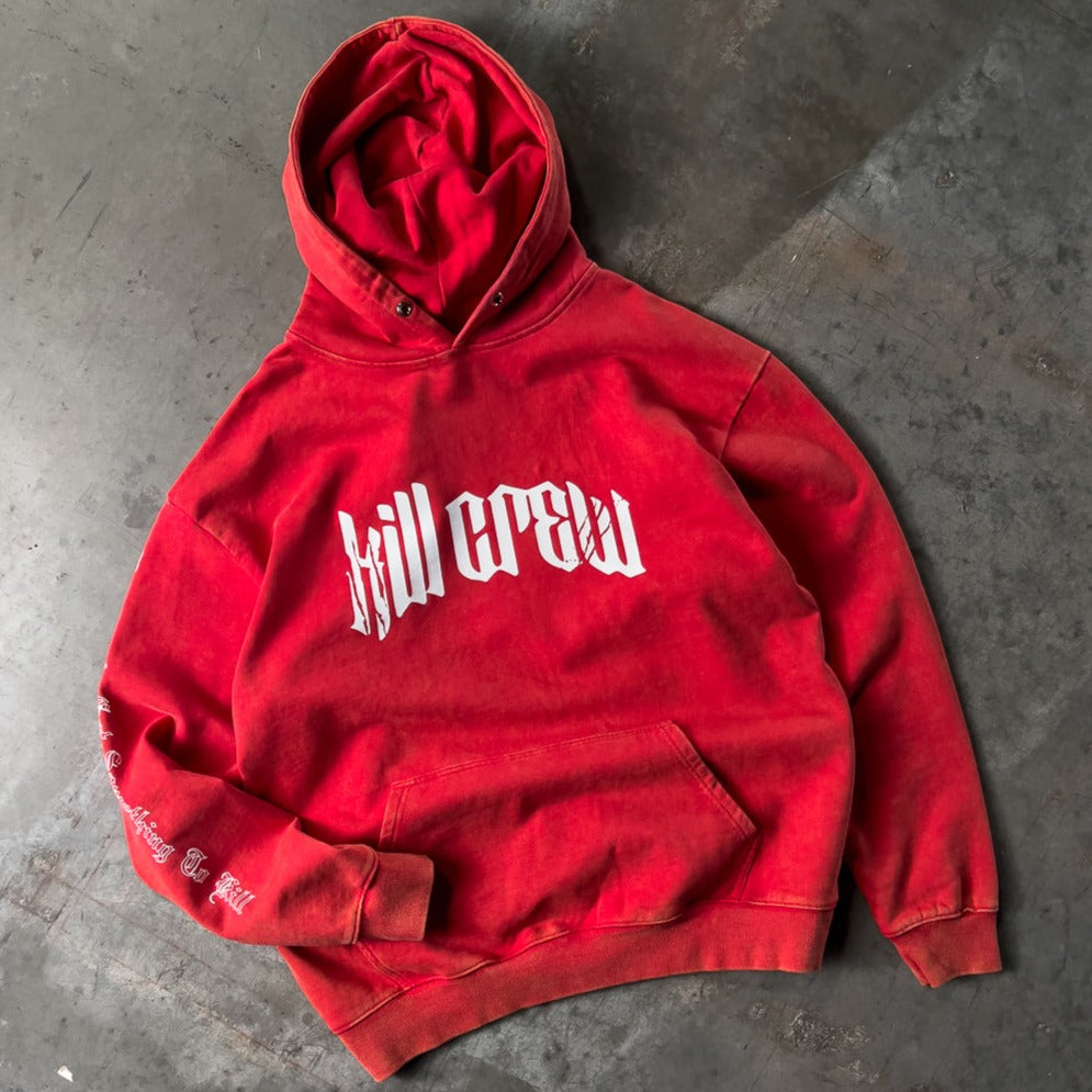 OVERSIZED LUX LONE WOLF HOODIE - RED / WHITE