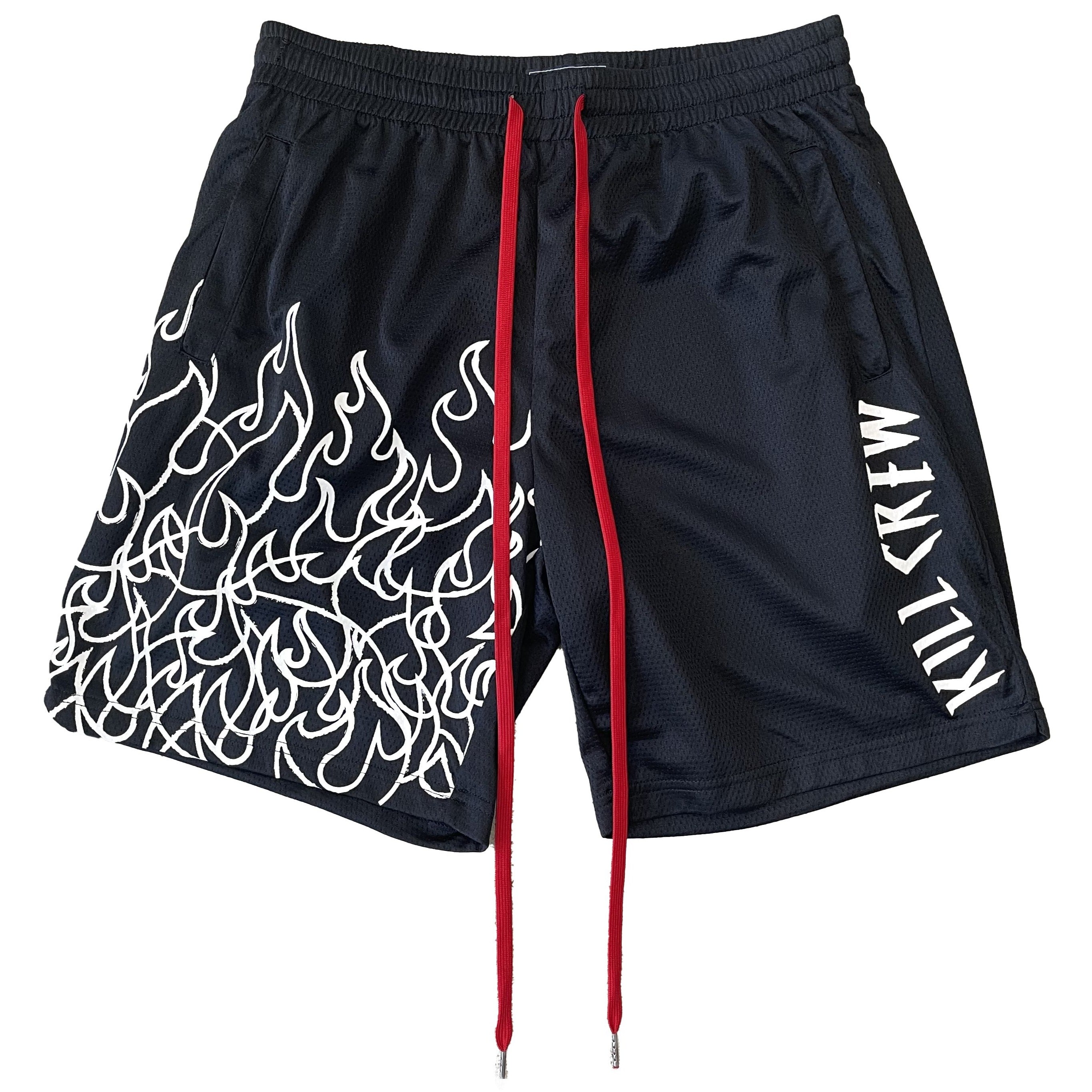 FLAME REGULAR CUT SHORTS - BLACK / WHITE