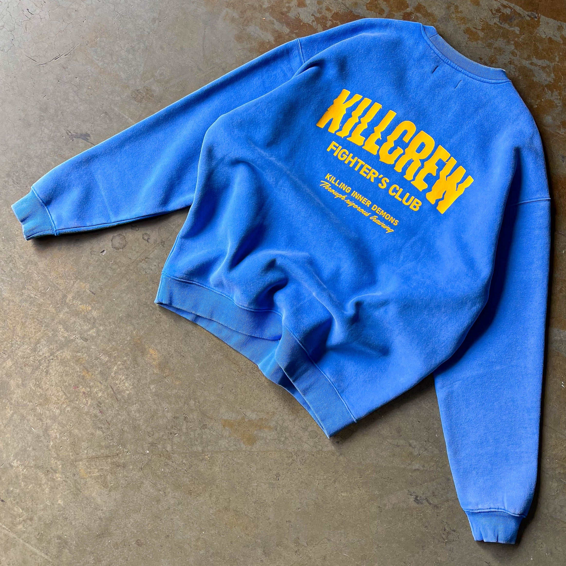 OVERSIZED LUX RIGOROUS TRAINING CREW NECK - BLUE / GOLD