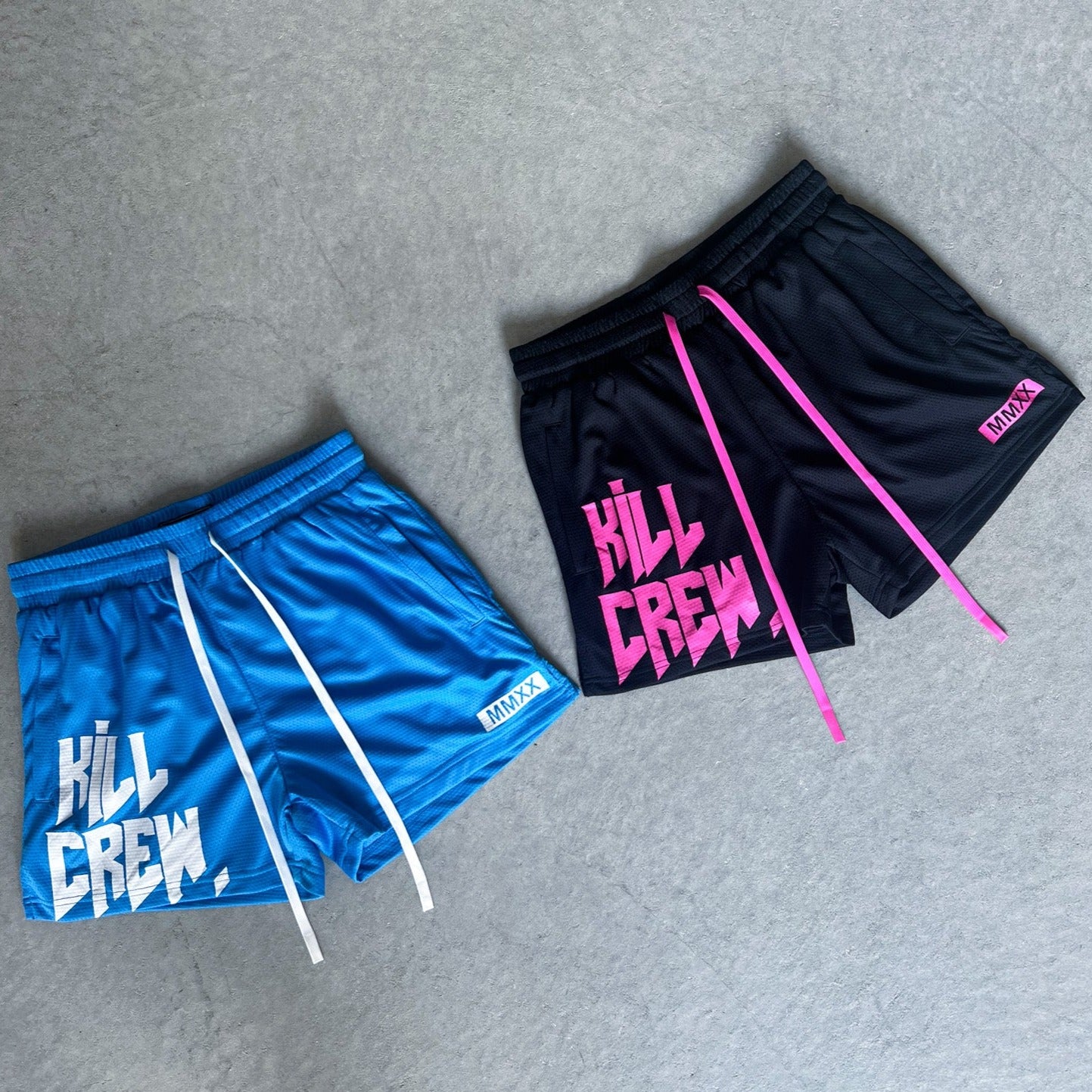 MUAY THAI SHORTS (MID THIGH CUT) - BLACK / PINK