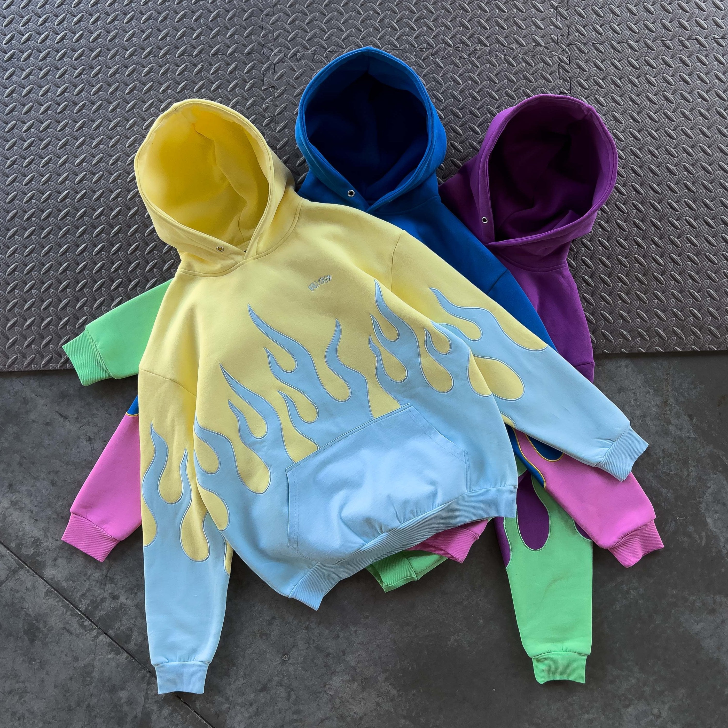 OVERSIZED PREMIUM HEATER HOODIE - YELLOW / BLUE