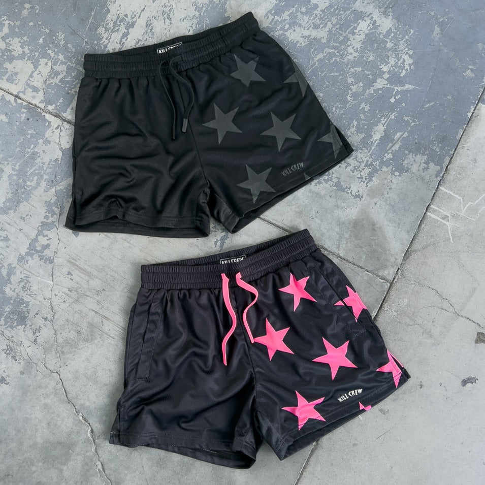 MUAY THAI SHORTS (MID THIGH CUT) STAR BOY - BLACK / PINK