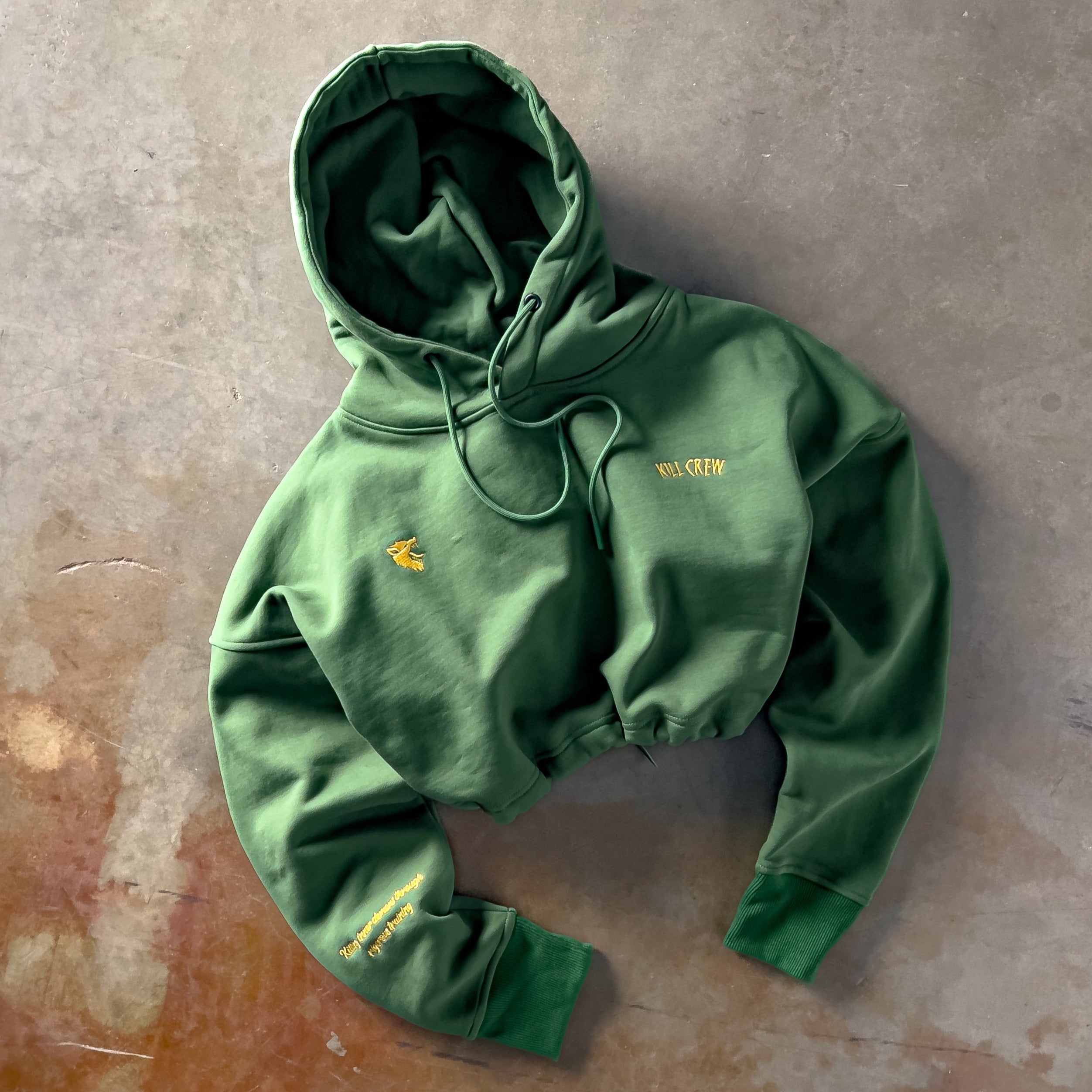 WOLF CROP HOODIE - GREEN