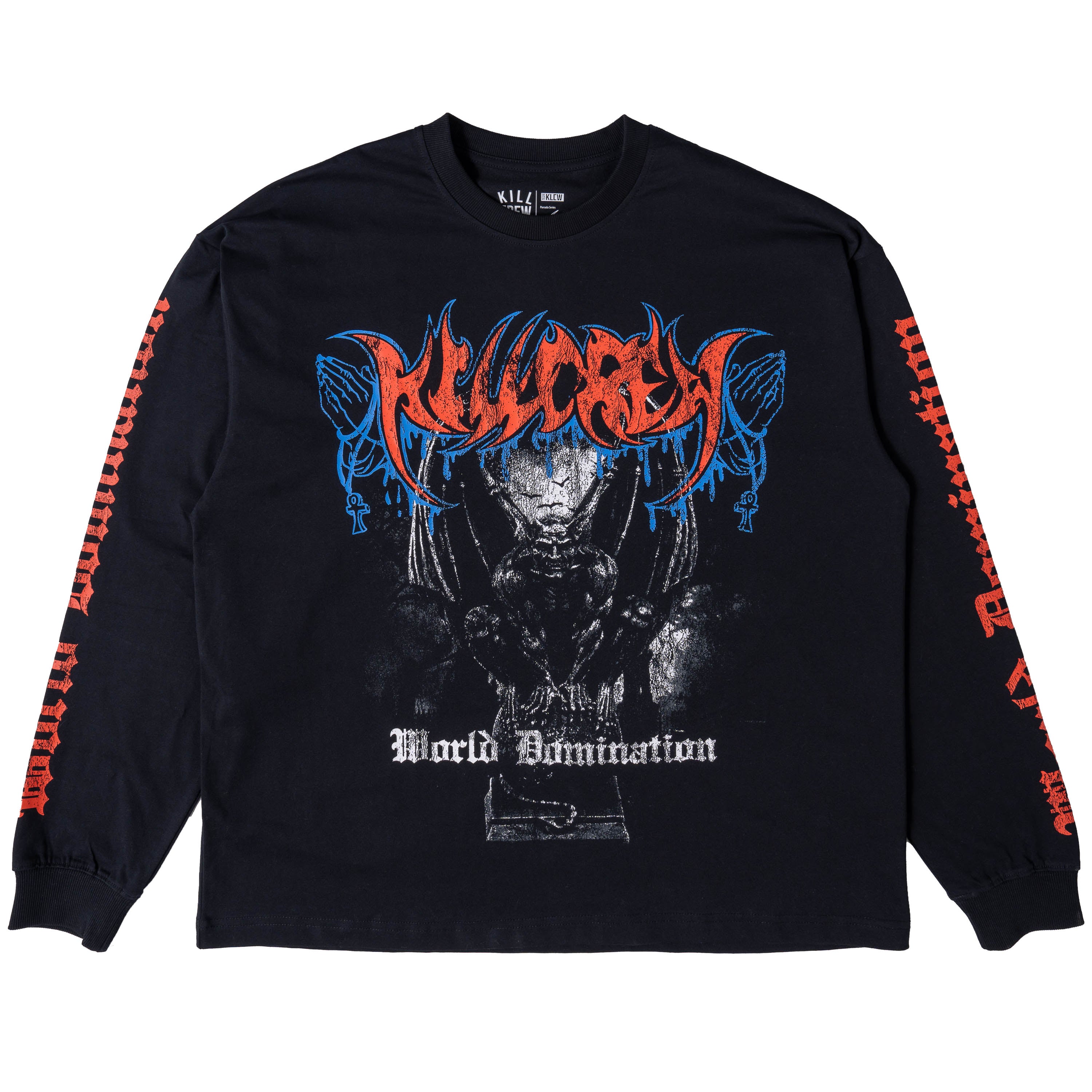 WORLD DOMINATION LONG SLEEVE T-SHIRT - BLACK