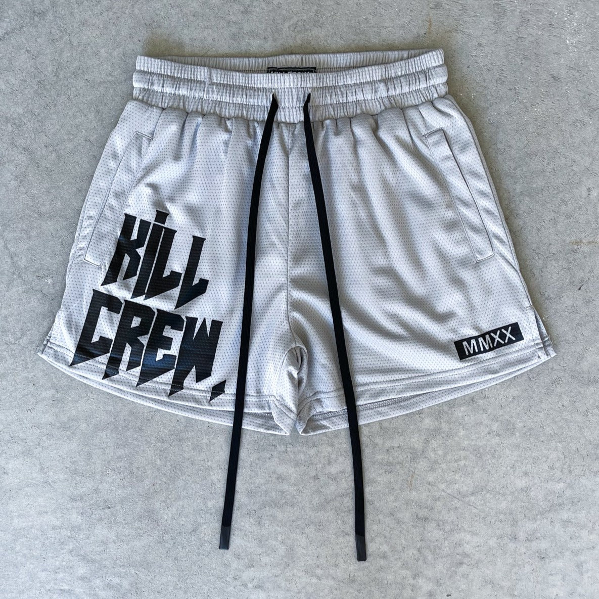 MUAY THAI SHORTS (MID THIGH CUT) - SILVER