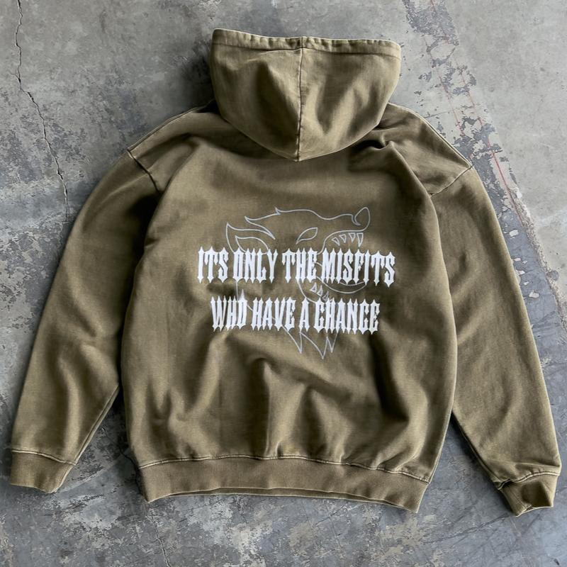 OVERSIZED LUX MISFITS HAVE A CHANCE HOODIE - OLIVE