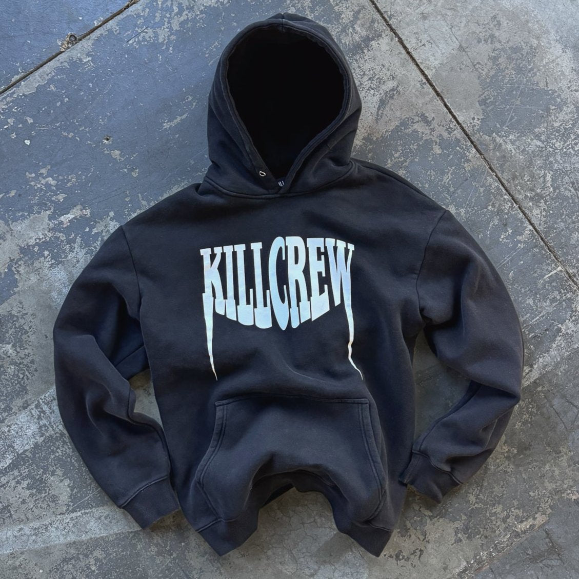 OVERSIZED LUX FANGS HOODIE - BLACK / WHITE