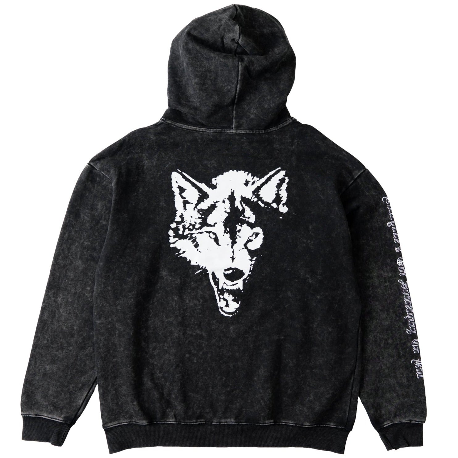 OVERSIZED LUX  LONE WOLF HOODIE - BLACK / WHITE