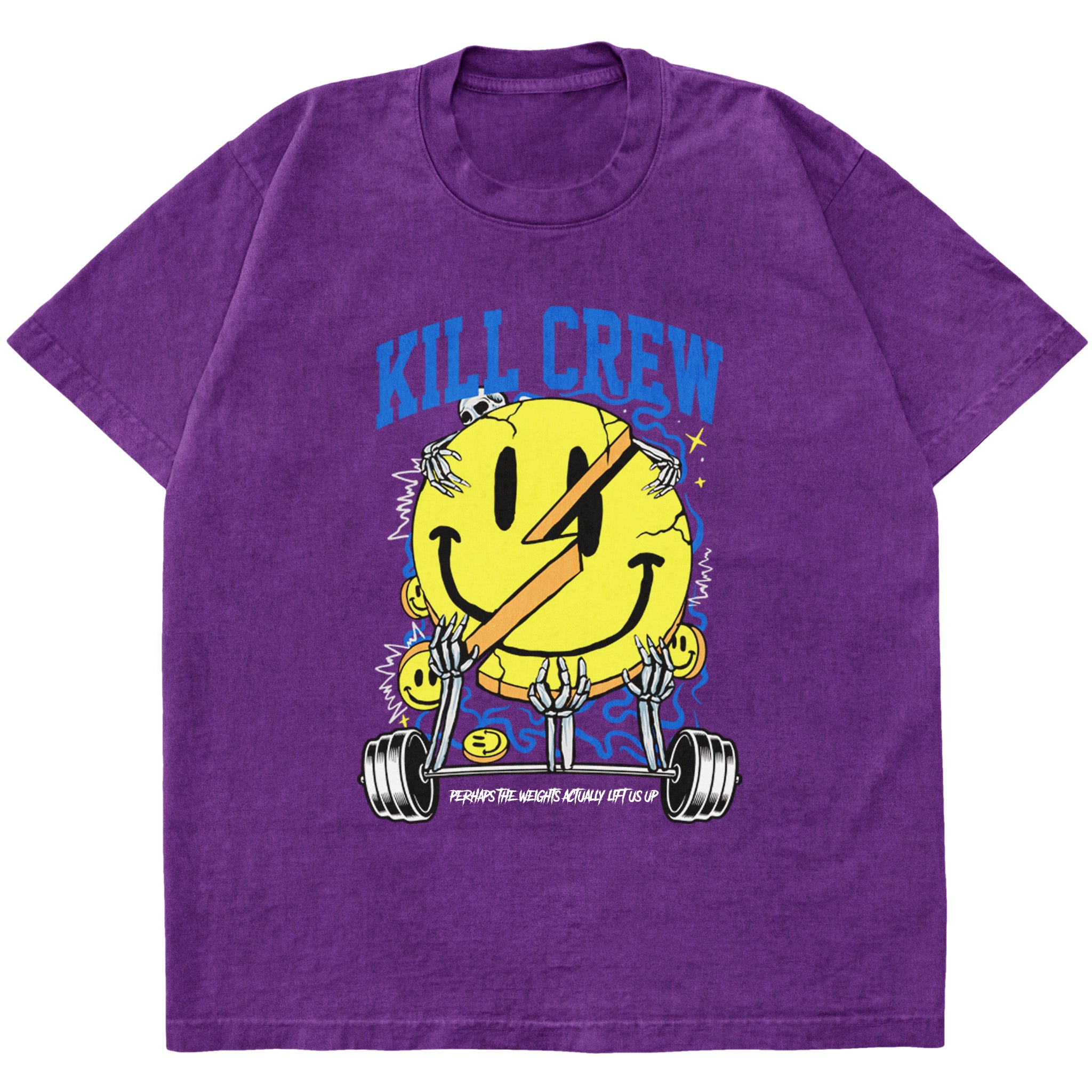 OVERSIZED WEIGHTS LIFT US UP T-SHIRT - PURPLE