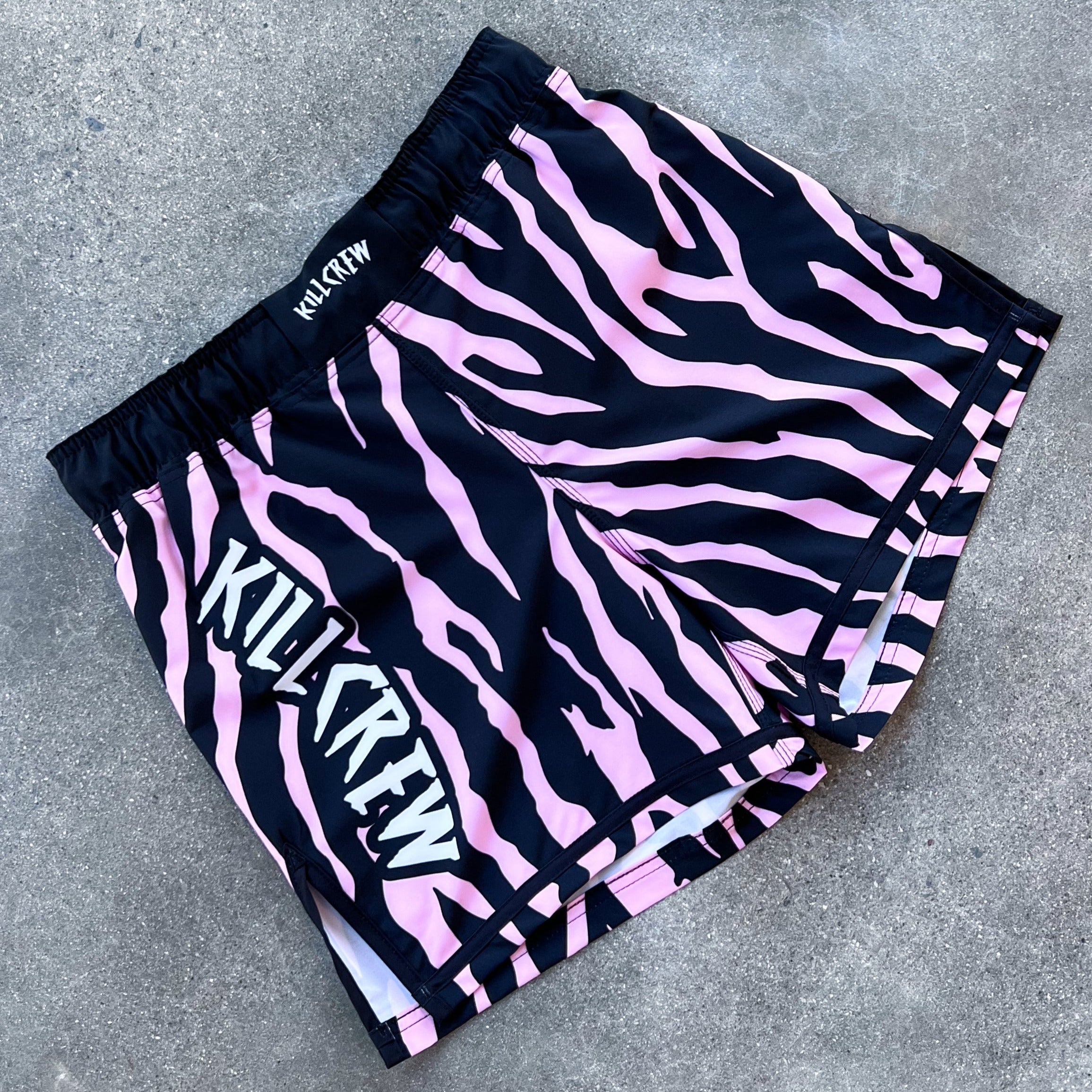 BSEM FIGHT SHORTS (THAI CUT) - PINK ZEBRA