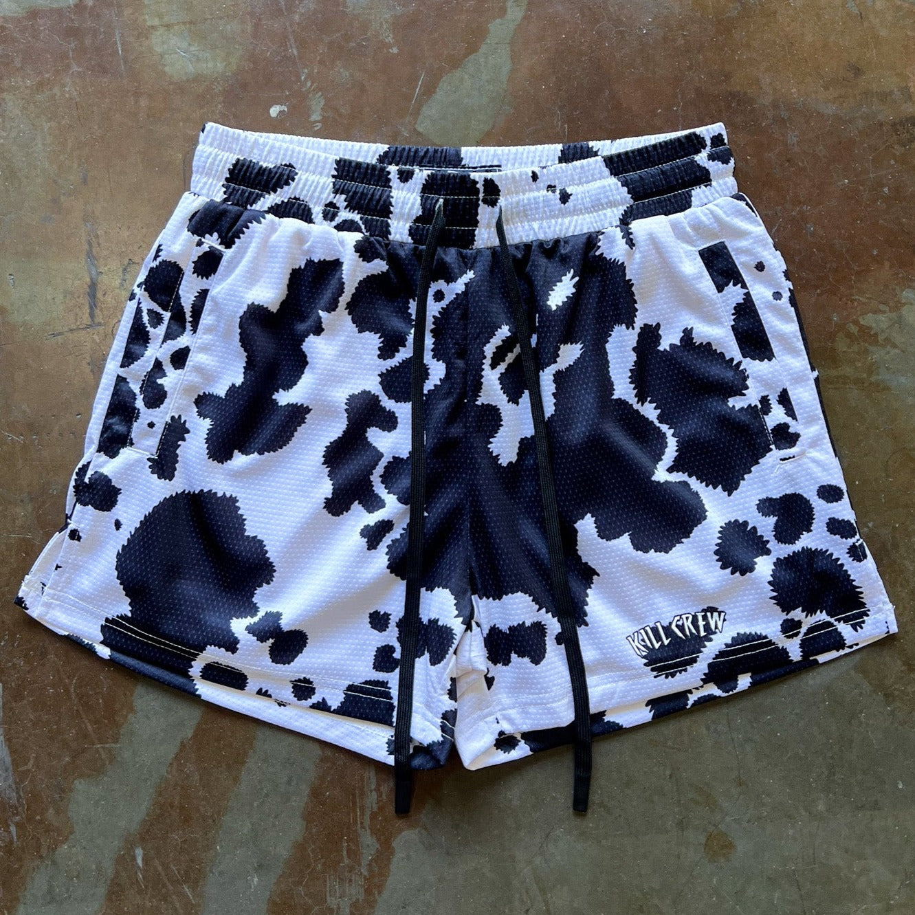 MOO THAI SHORTS (MID THIGH CUT) - BLACK COW