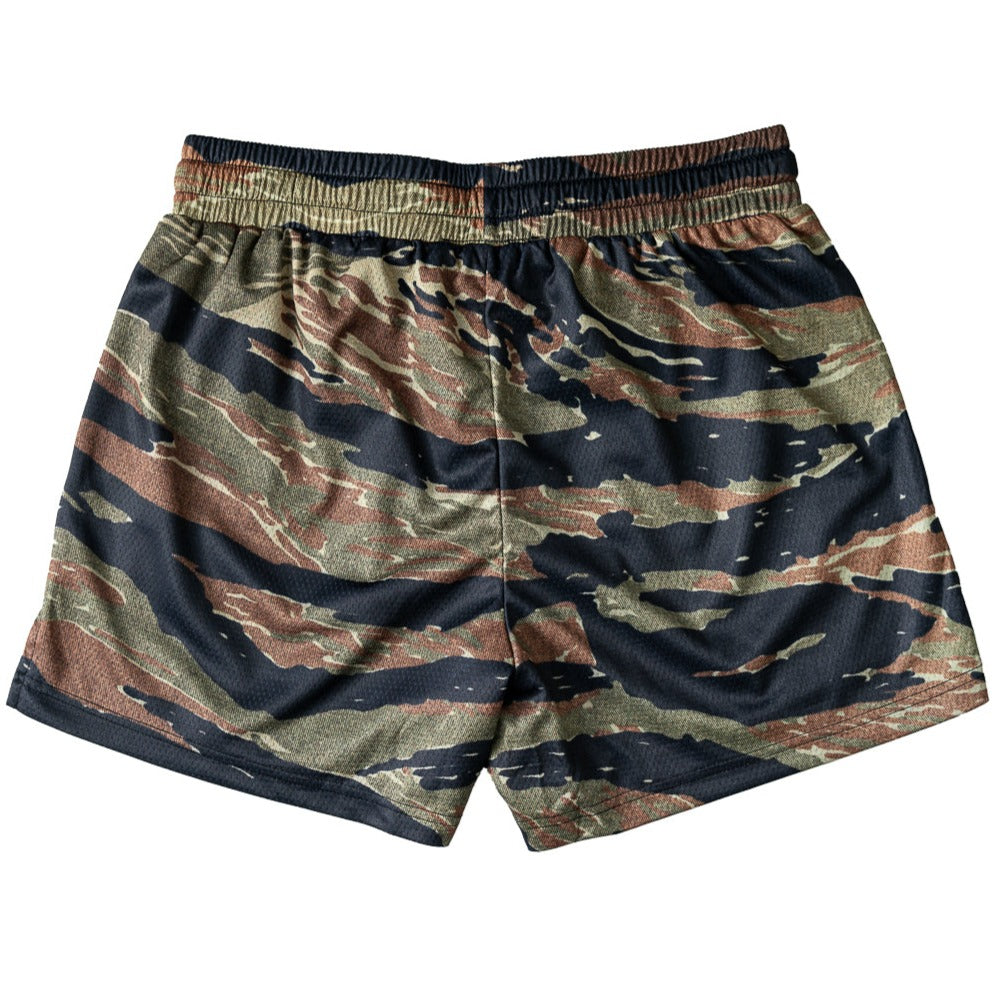 MUAY THAI SHORTS (MID THIGH CUT) - WOODLAND CAMO