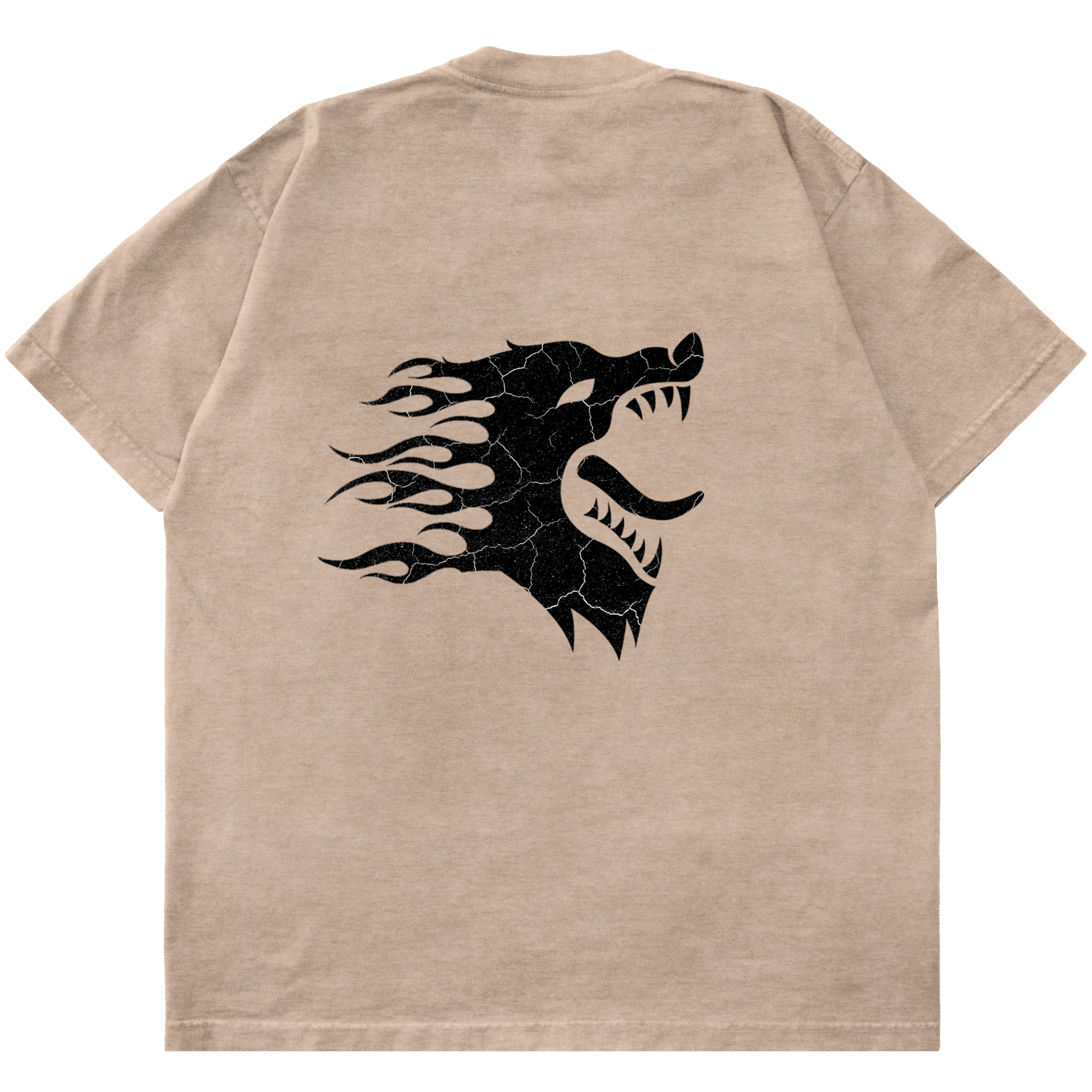 OVERSIZED WAR WOLF T-SHIRT - CREAM