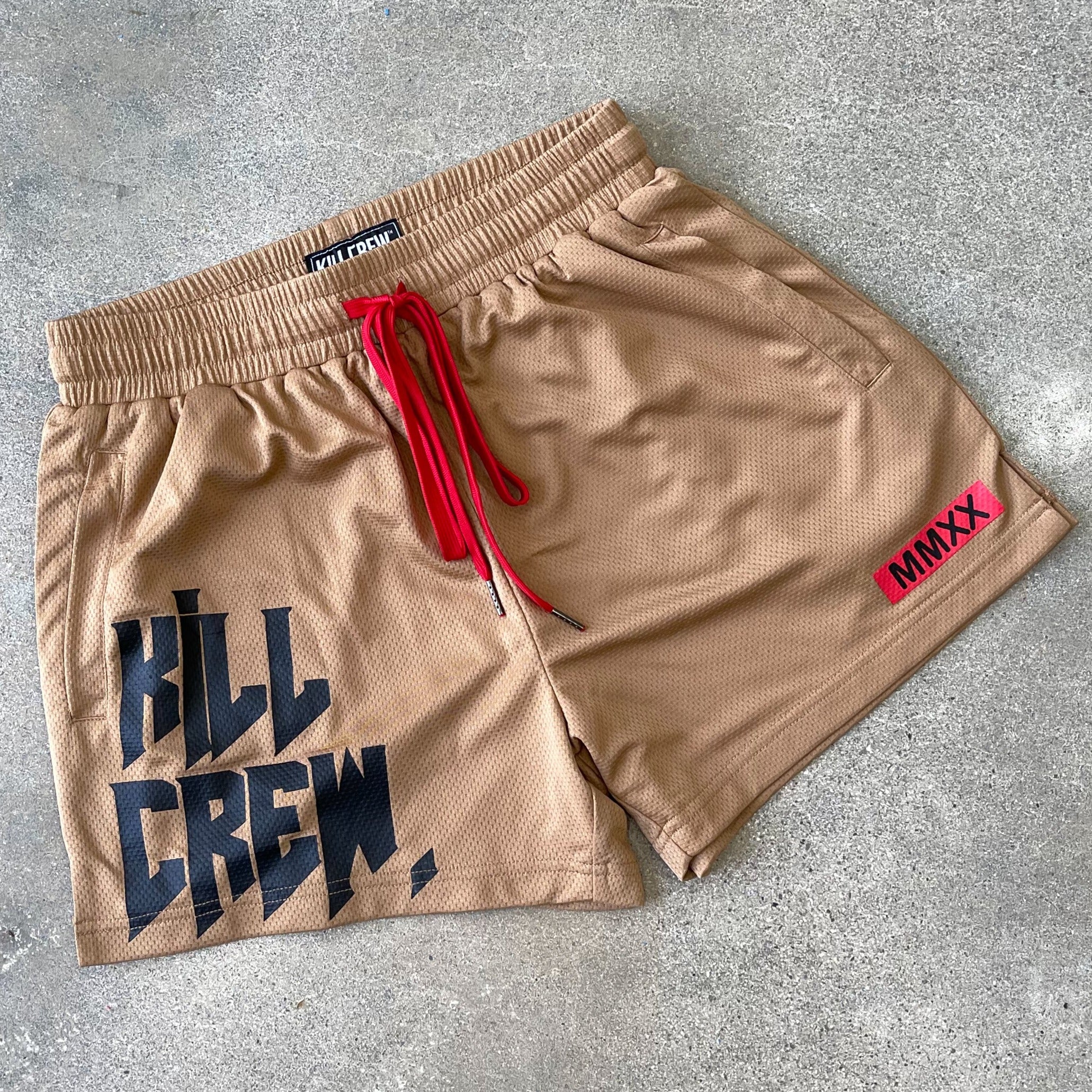 MUAY THAI SHORTS (MID THIGH CUT) - SAND