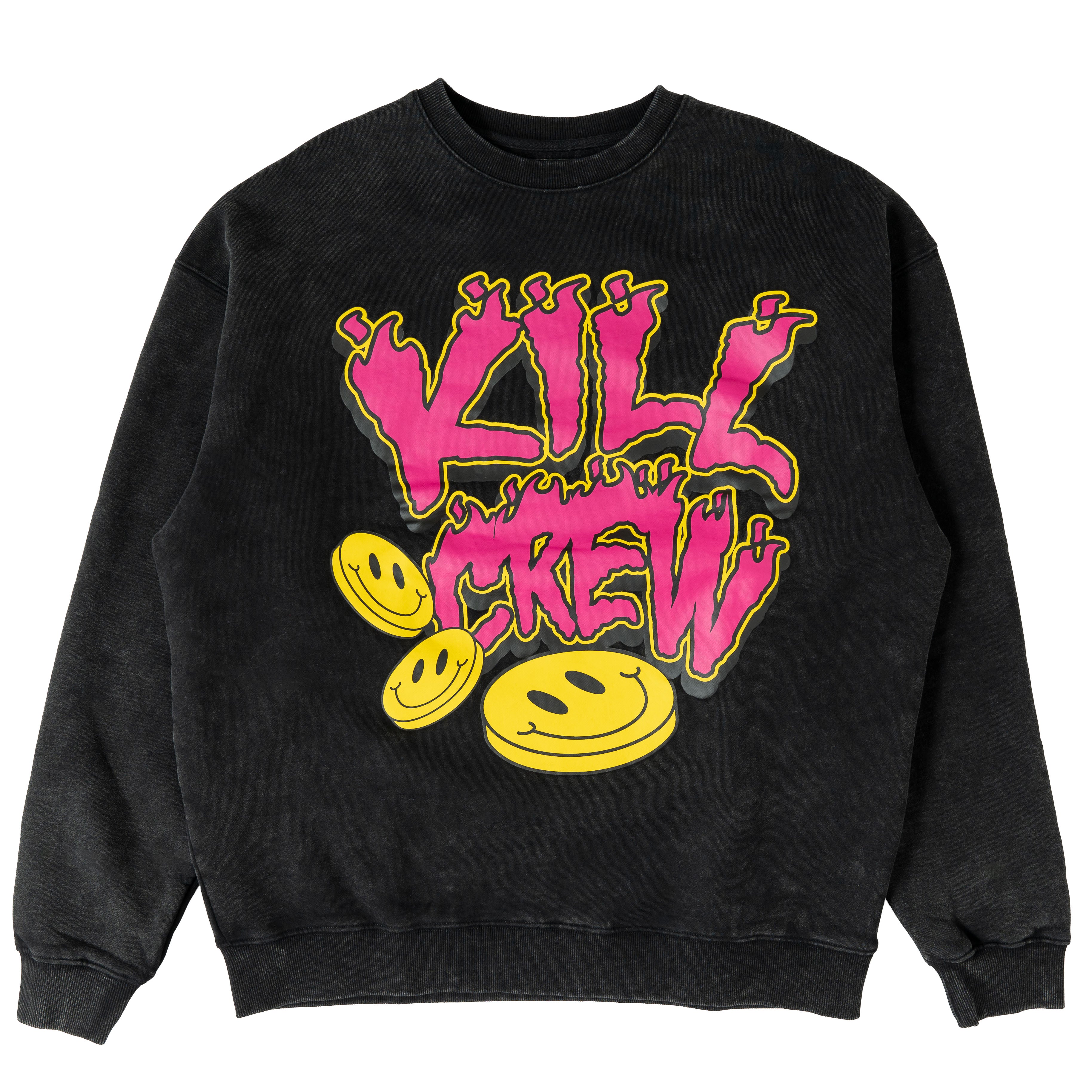 OVERSIZED LUX HAPPY PILLS CREW NECK - BLACK