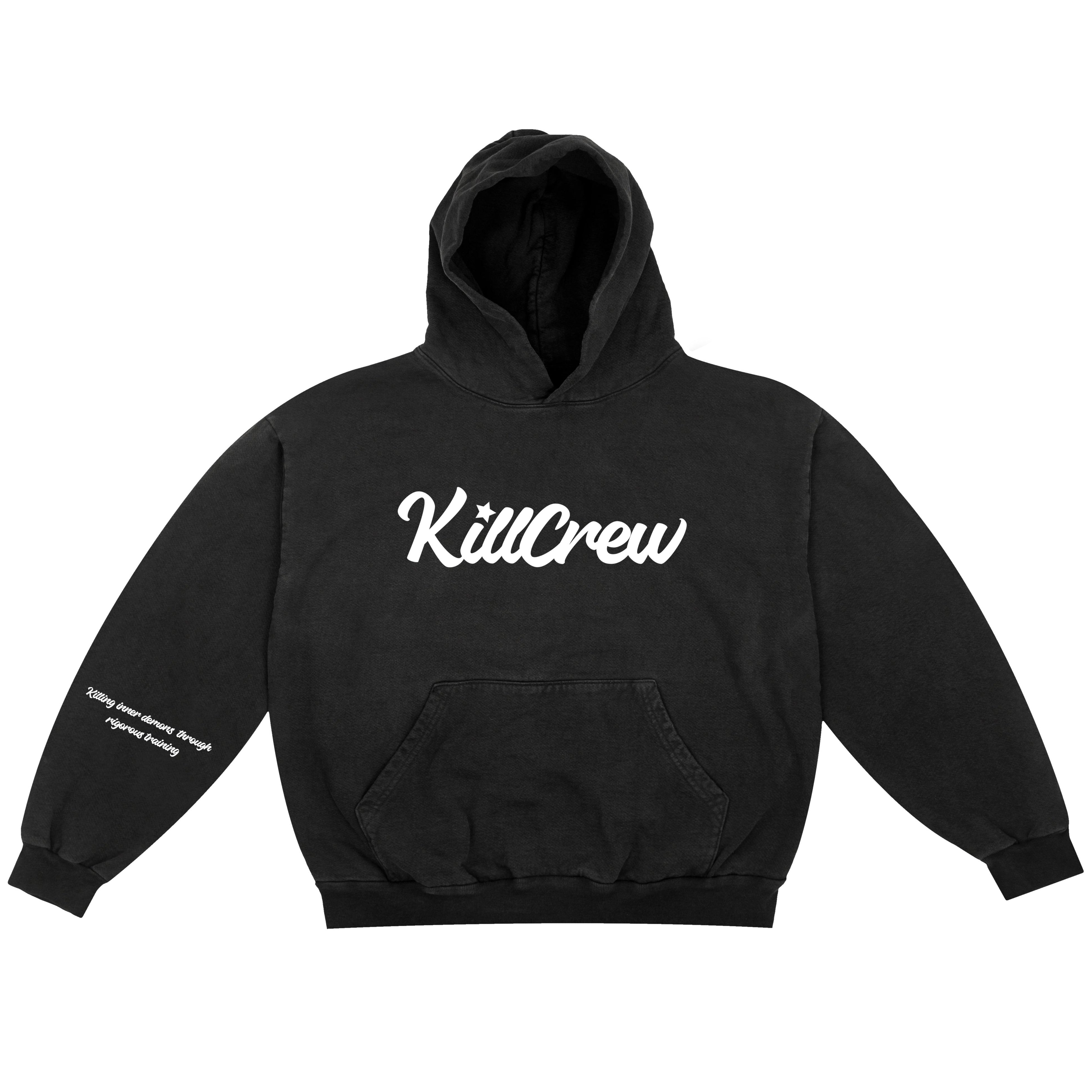 OVERSIZED LUX SCRIPT HOODIE - BLACK / WHITE