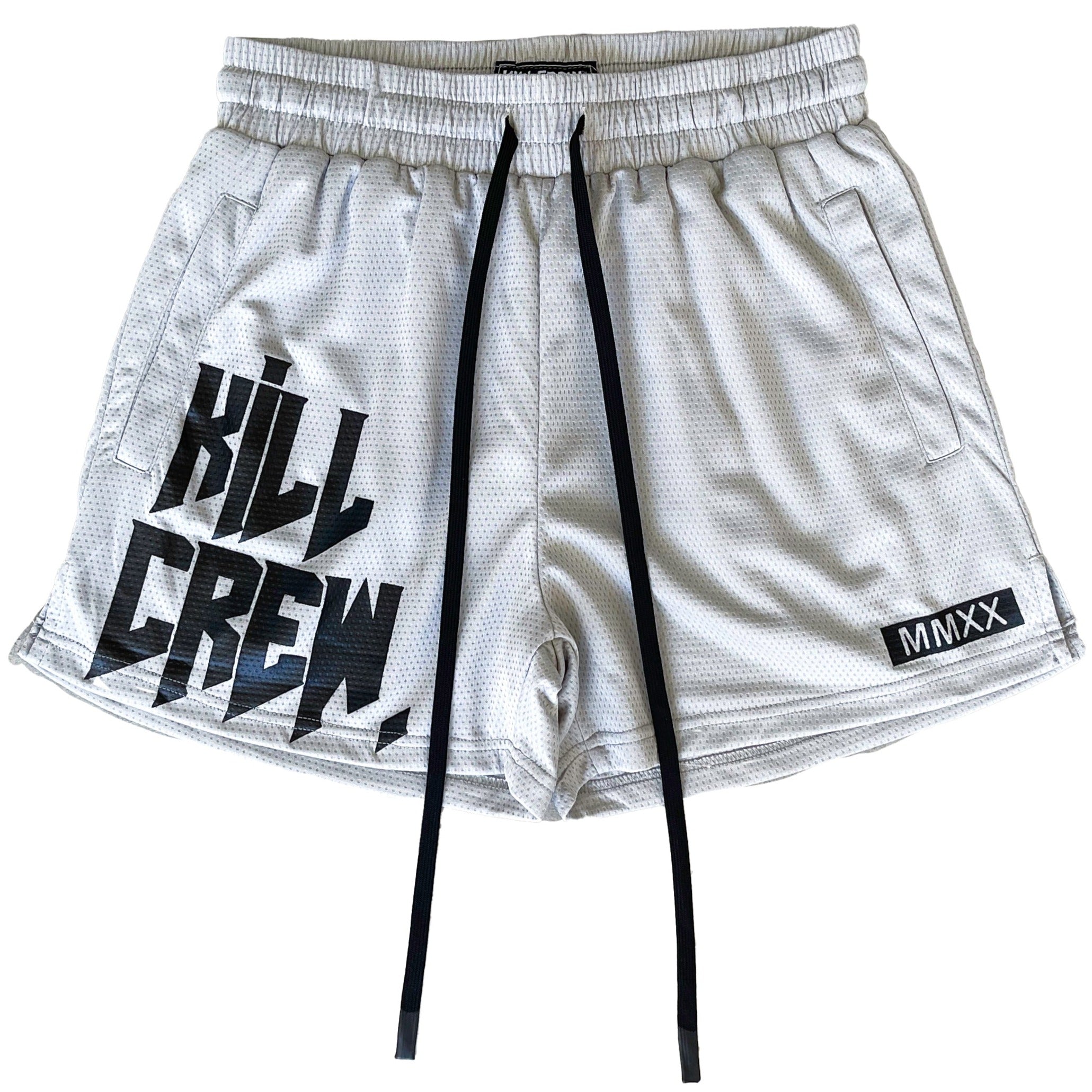 MUAY THAI SHORTS (MID THIGH CUT) - SILVER