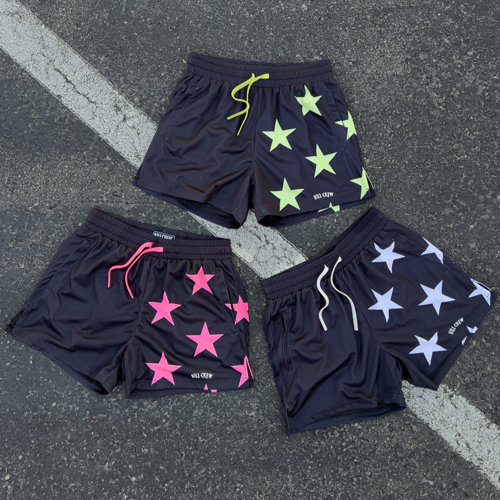 MUAY THAI SHORTS (MID THIGH CUT) STAR BOY - BLACK / GREEN