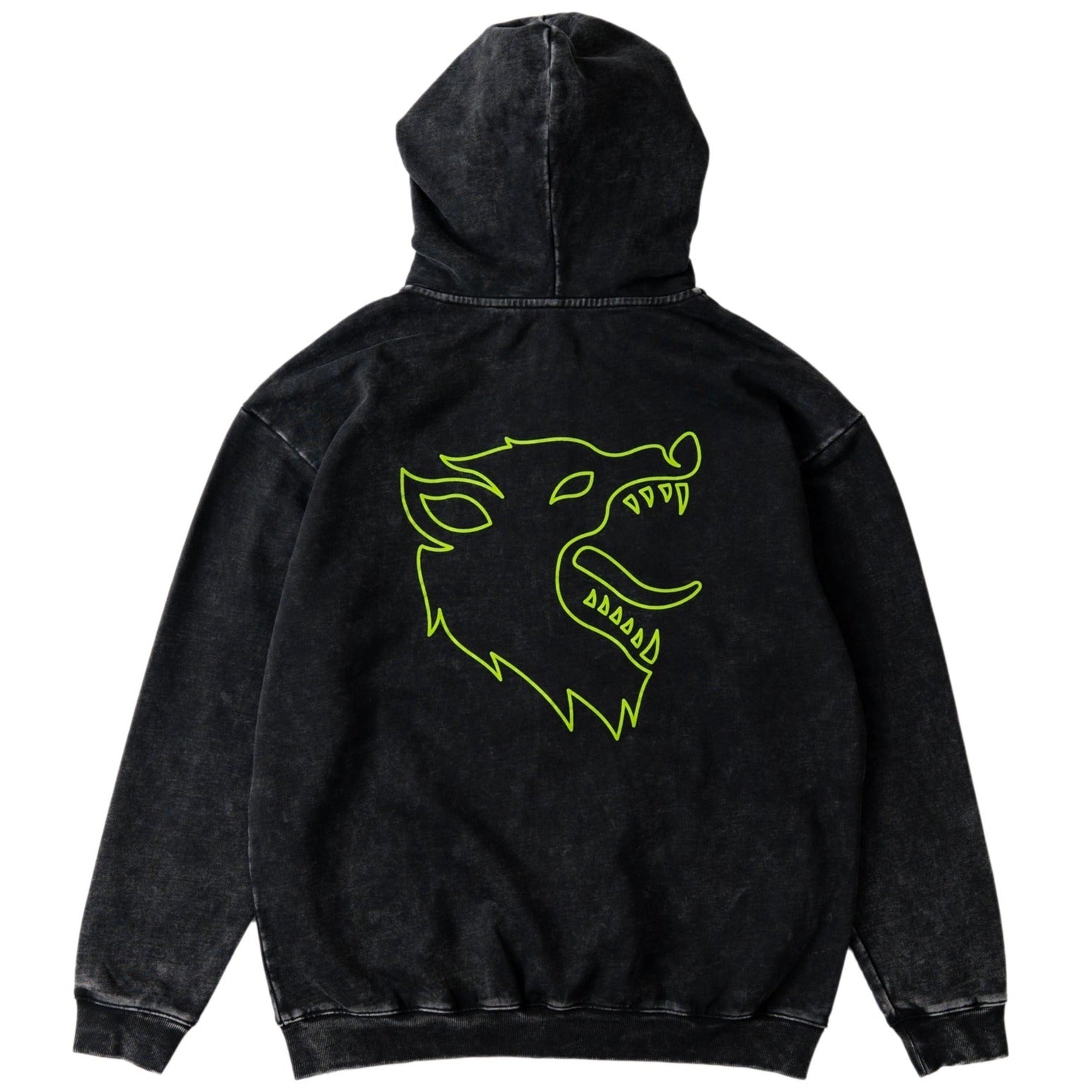 OVERSIZED LUX WOLF ZIP UP HOODIE - BLACK / GREEN