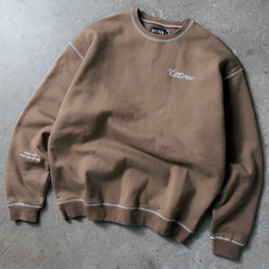 OVERSIZED LUX OUTSEAM CREW NECK - BROWN