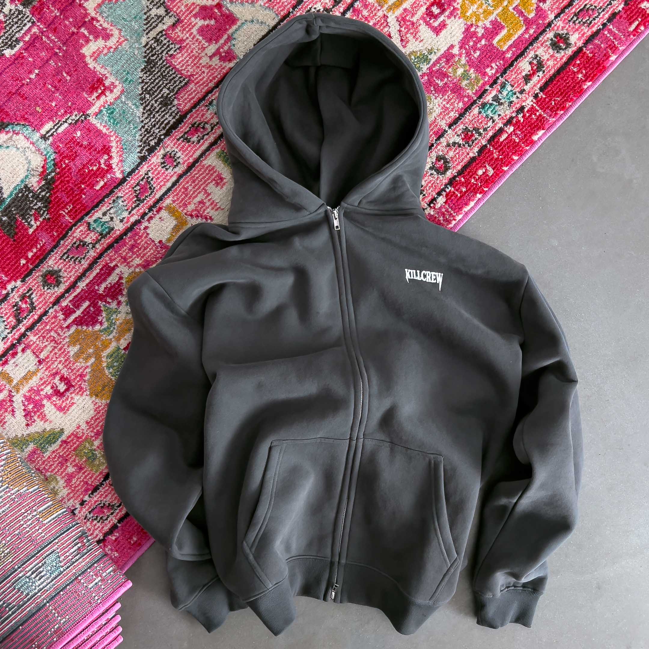 OVERSIZED LUX SIMPLE ZIP UP - GUNMETAL