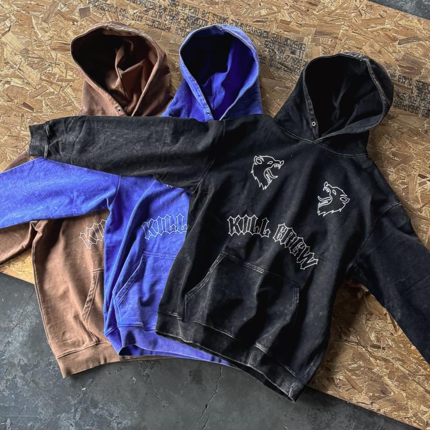 OVERSIZED LUX TWO WOLVES HOODIE - BROWN