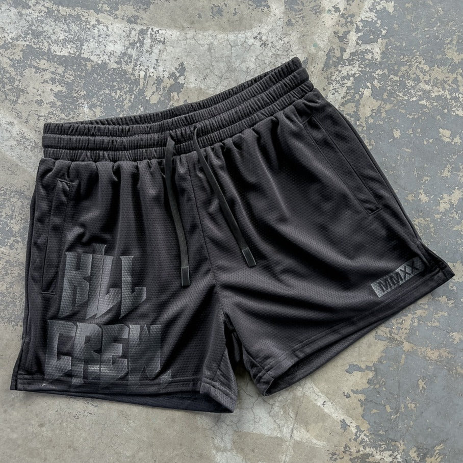 MUAY THAI SHORTS (MID THIGH CUT) - BLACKOUT