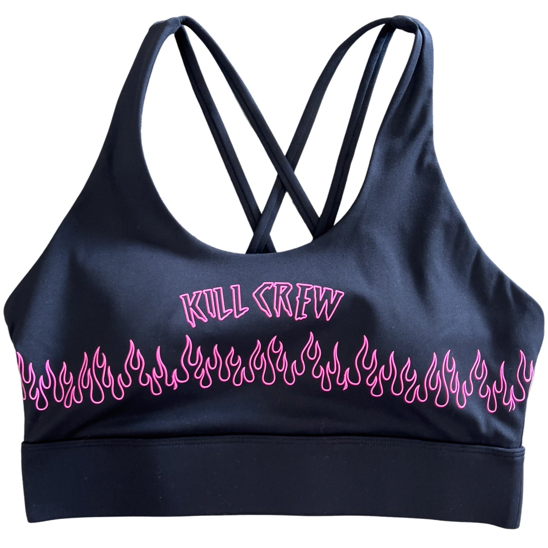 FLAME HIGH SUPPORT SPORTS BRA - BLACK / PINK