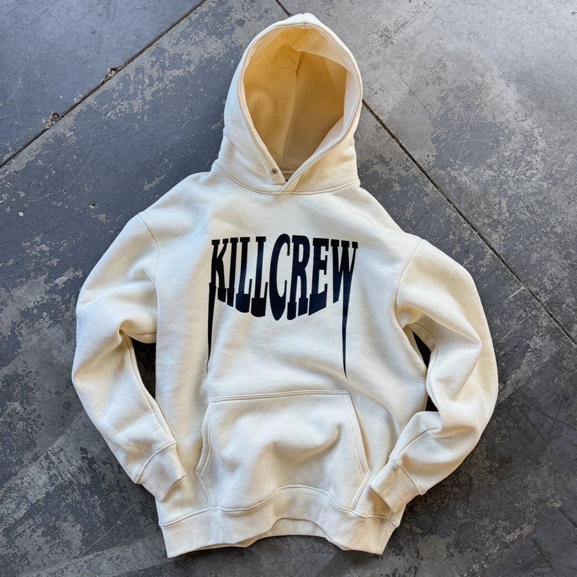 OVERSIZED LUX FANGS HOODIE - CREAM / BLACK