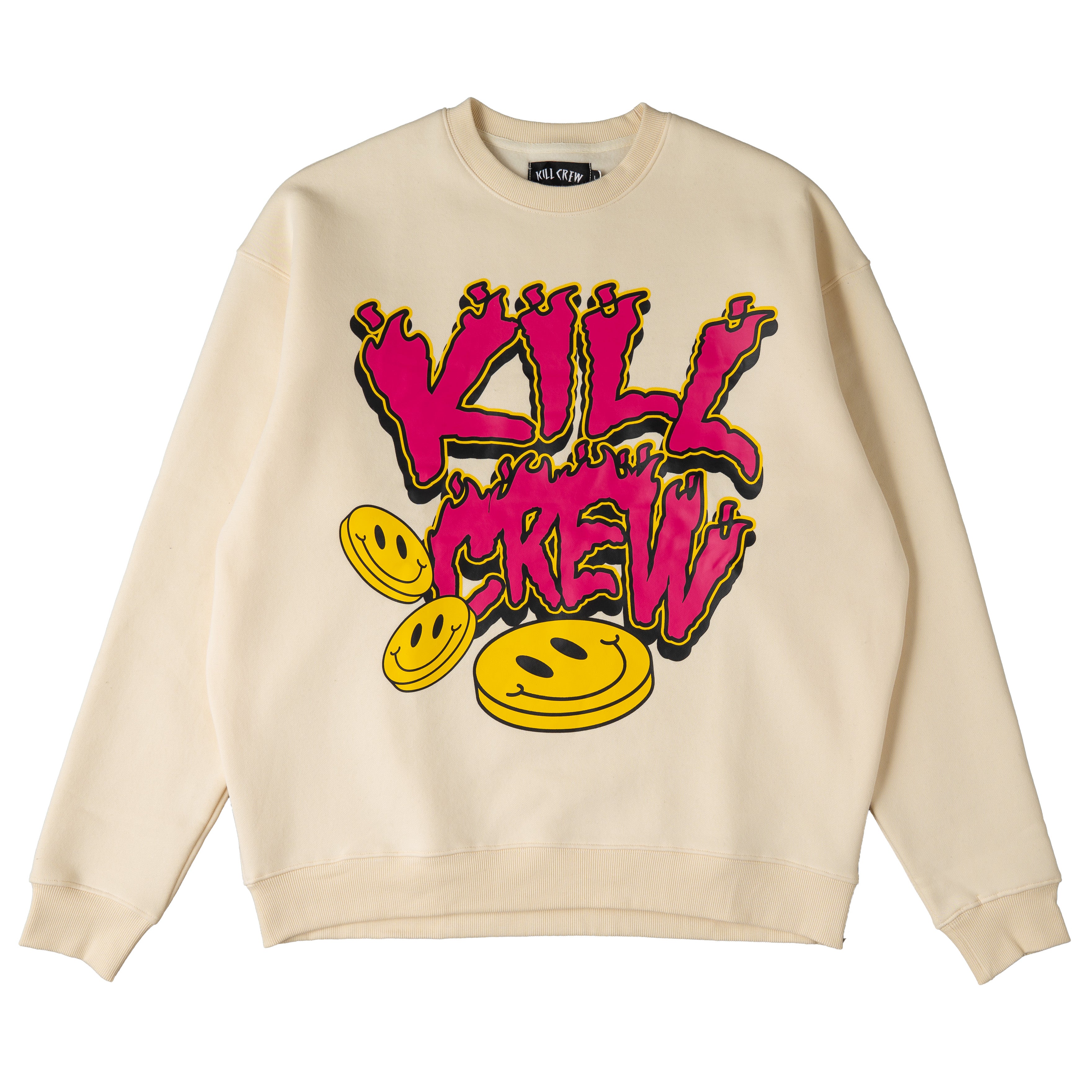 OVERSIZED LUX HAPPY PILLS CREW NECK - CREAM