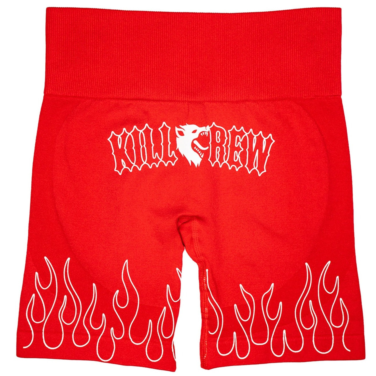 SEAMLESS FLAMES BIKER SHORTS - RED / WHITE