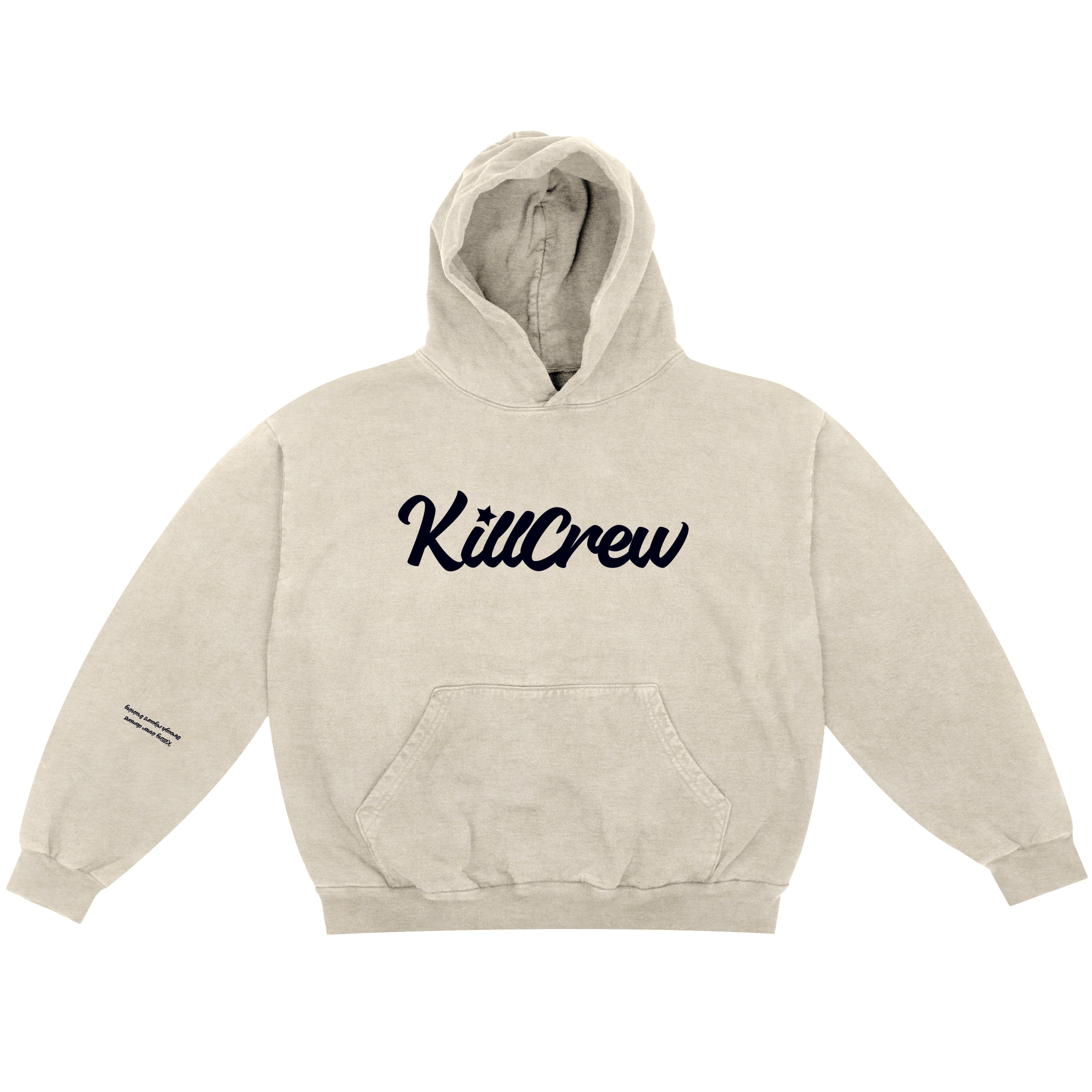 OVERSIZED LUX SCRIPT HOODIE - CREAM / BLACK