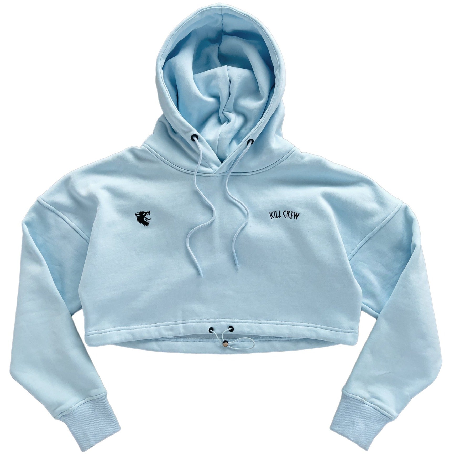 WOLF CROP HOODIE - BABY BLUE