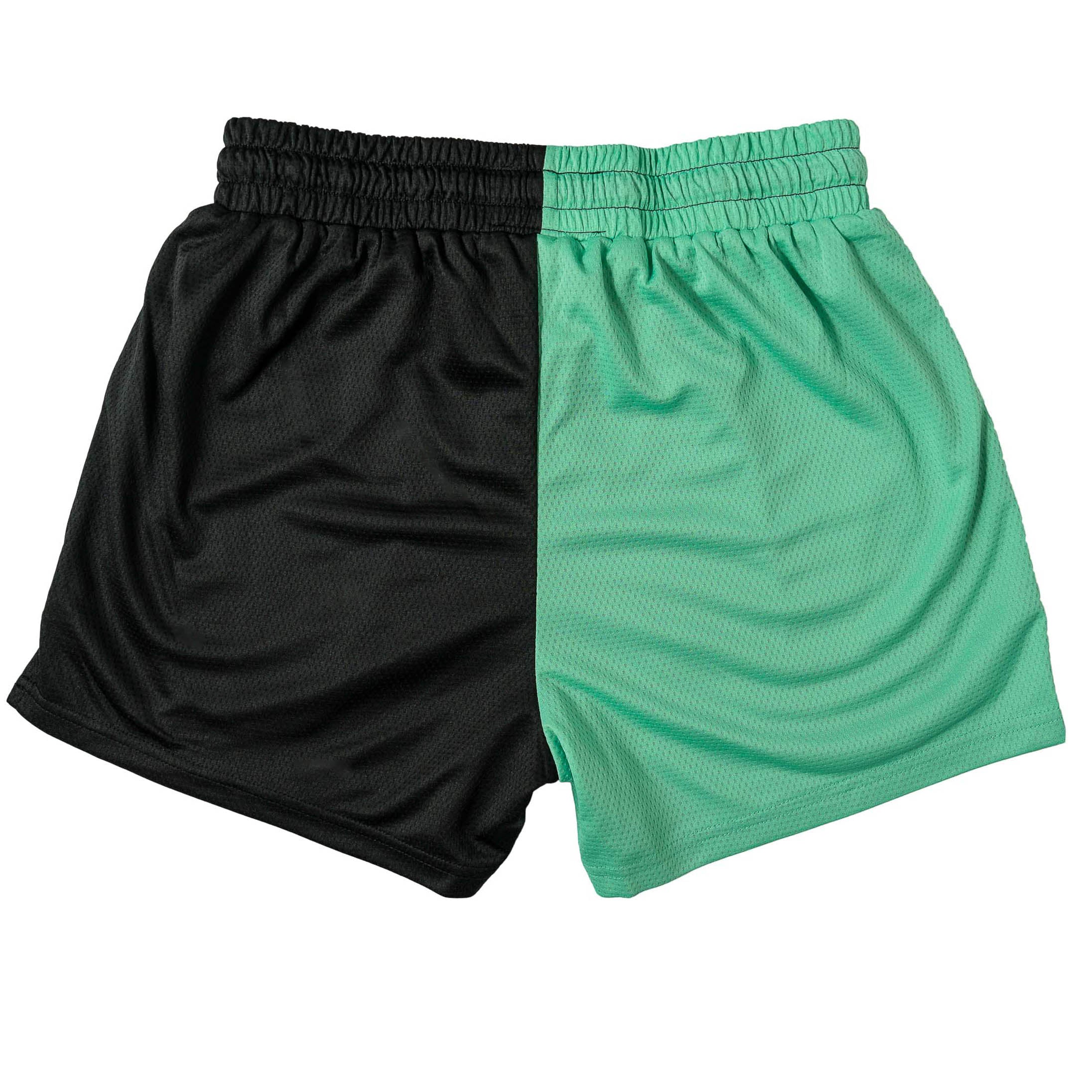 MUAY THAI SHORTS (MID THIGH CUT) 2 TONE - GREEN / BLACK