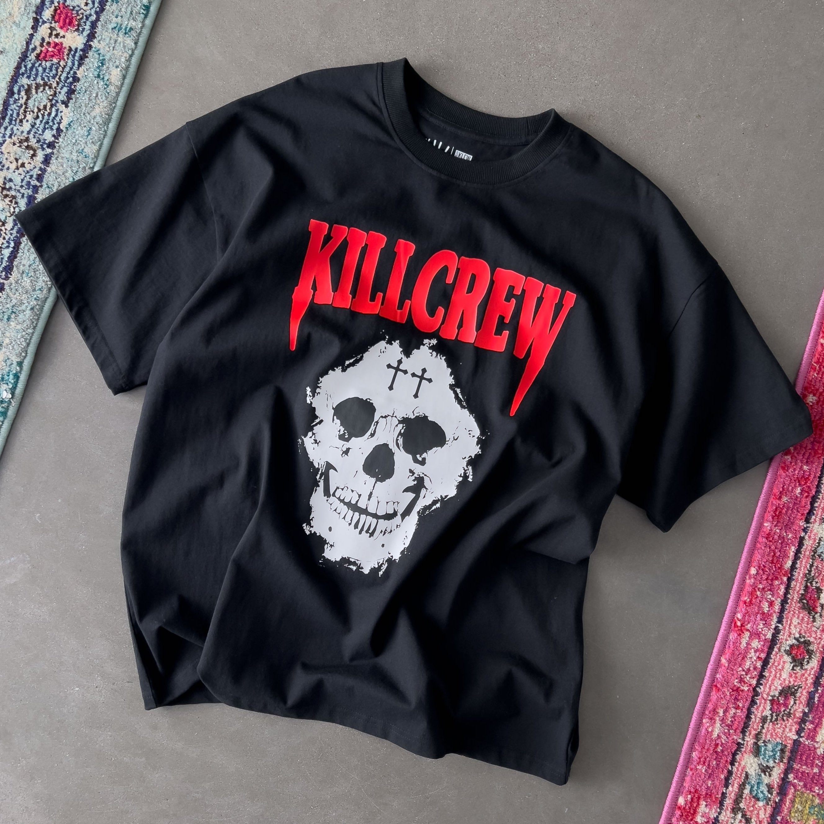 OVERSIZED KILL CREW SKULL T-SHIRT - BLACK / RED