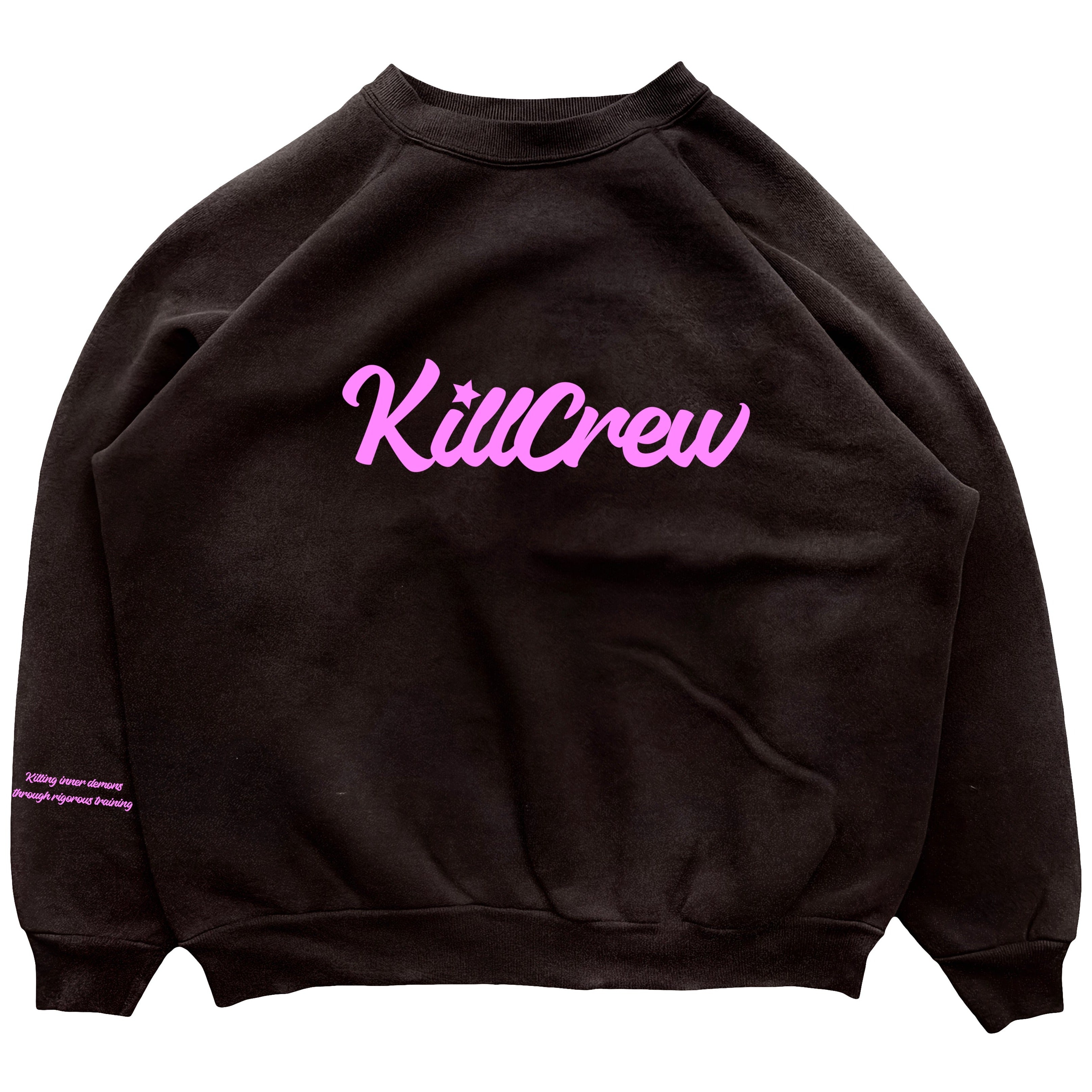 OVERSIZED LUX SCRIPT CREW NECK - BLACK / PINK