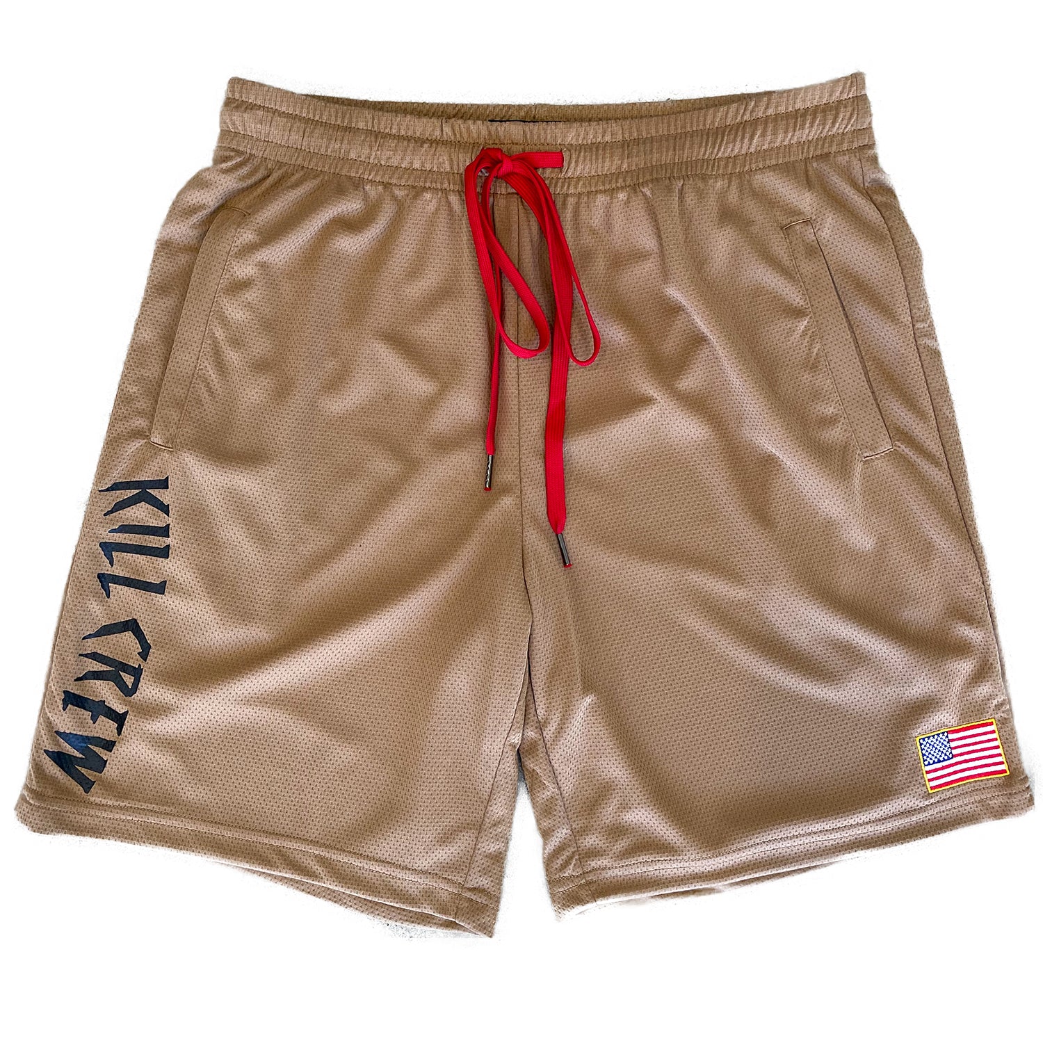 EMBROIDERED FLAG SHORTS - SAND