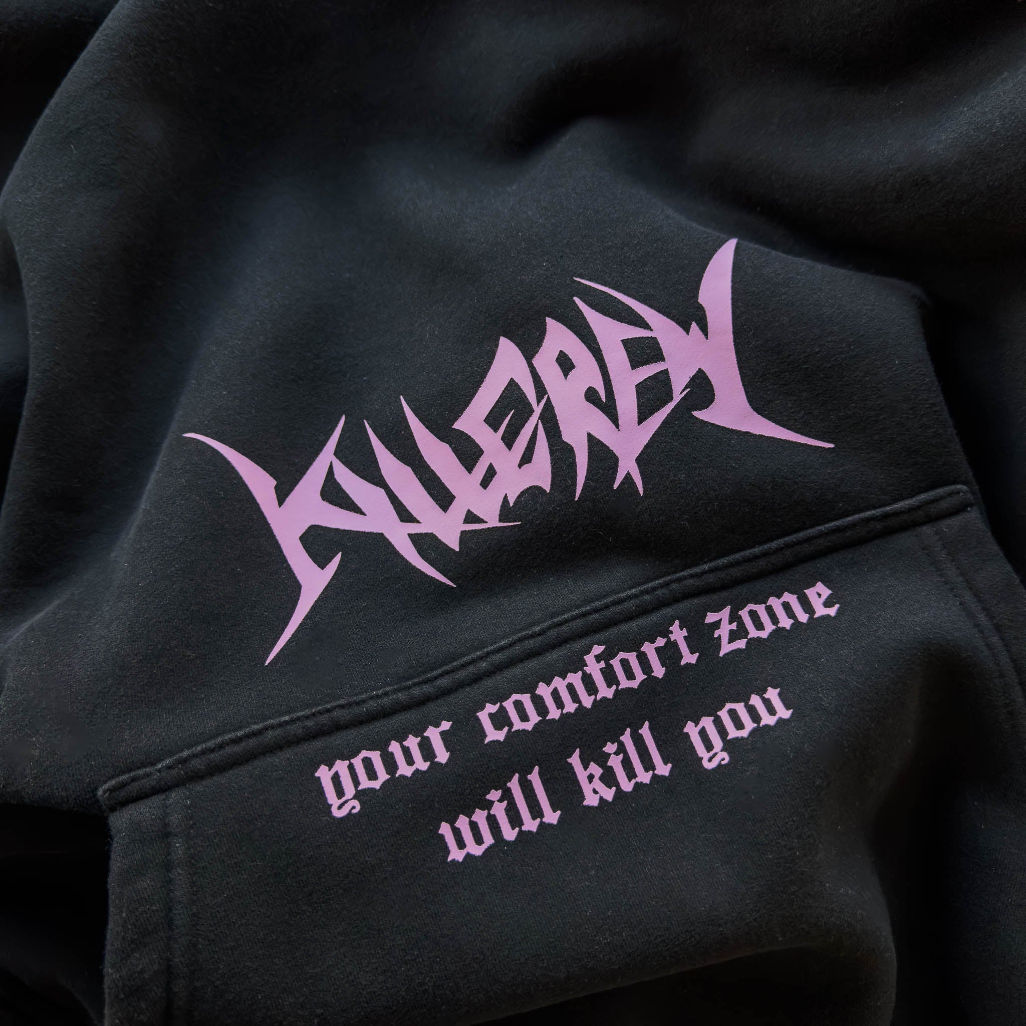 OVERSIZED LUX COMFORT ZONE HOODIE - BLACK / PINK